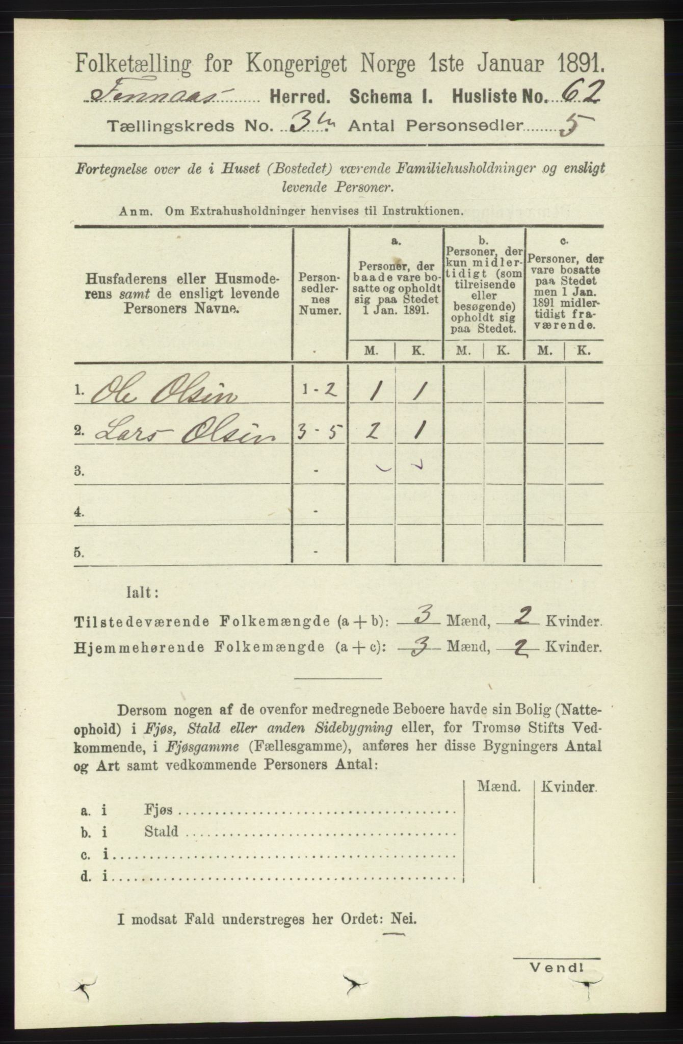 RA, 1891 census for 1218 Finnås, 1891, p. 1095