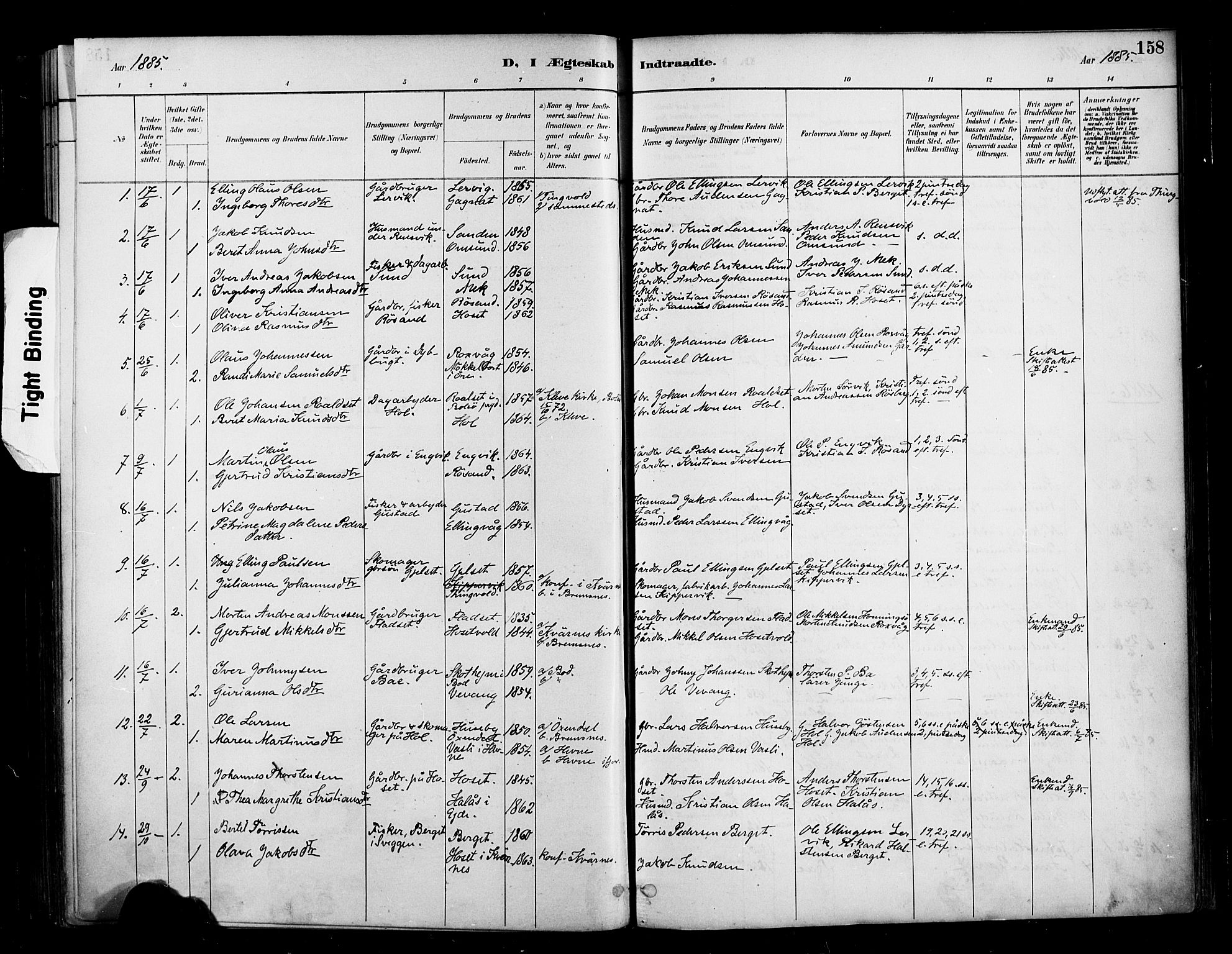 Ministerialprotokoller, klokkerbøker og fødselsregistre - Møre og Romsdal, SAT/A-1454/569/L0819: Parish register (official) no. 569A05, 1885-1899, p. 158