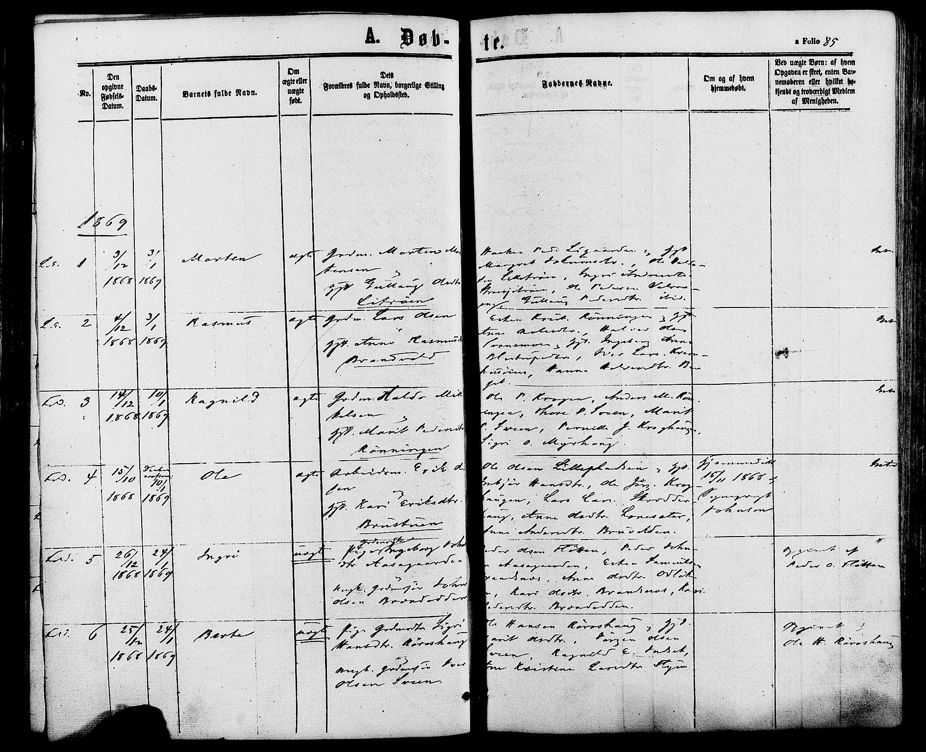 Alvdal prestekontor, AV/SAH-PREST-060/H/Ha/Haa/L0001: Parish register (official) no. 1, 1863-1882, p. 85