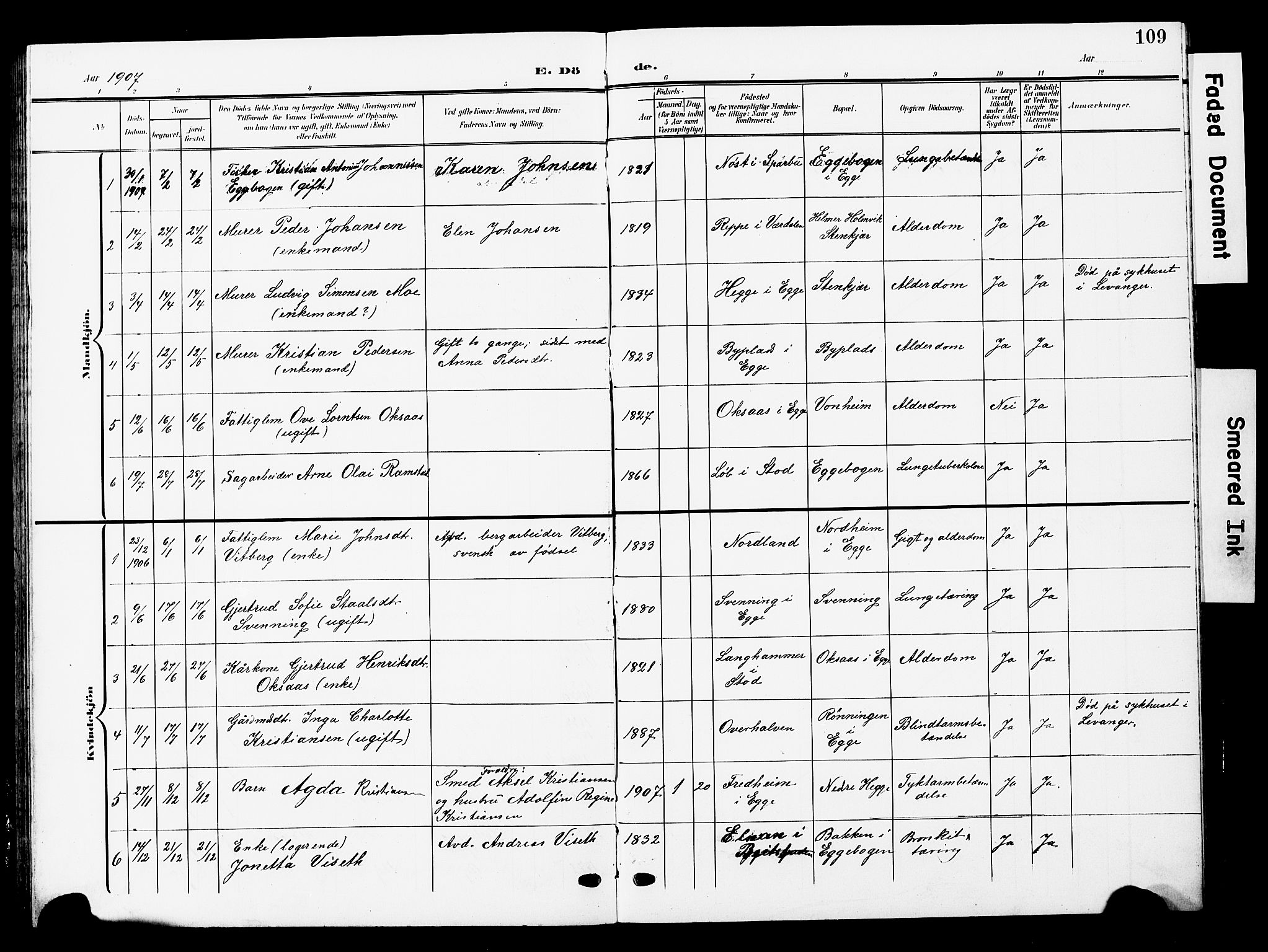 Ministerialprotokoller, klokkerbøker og fødselsregistre - Nord-Trøndelag, SAT/A-1458/740/L0381: Parish register (copy) no. 740C02, 1903-1914, p. 109
