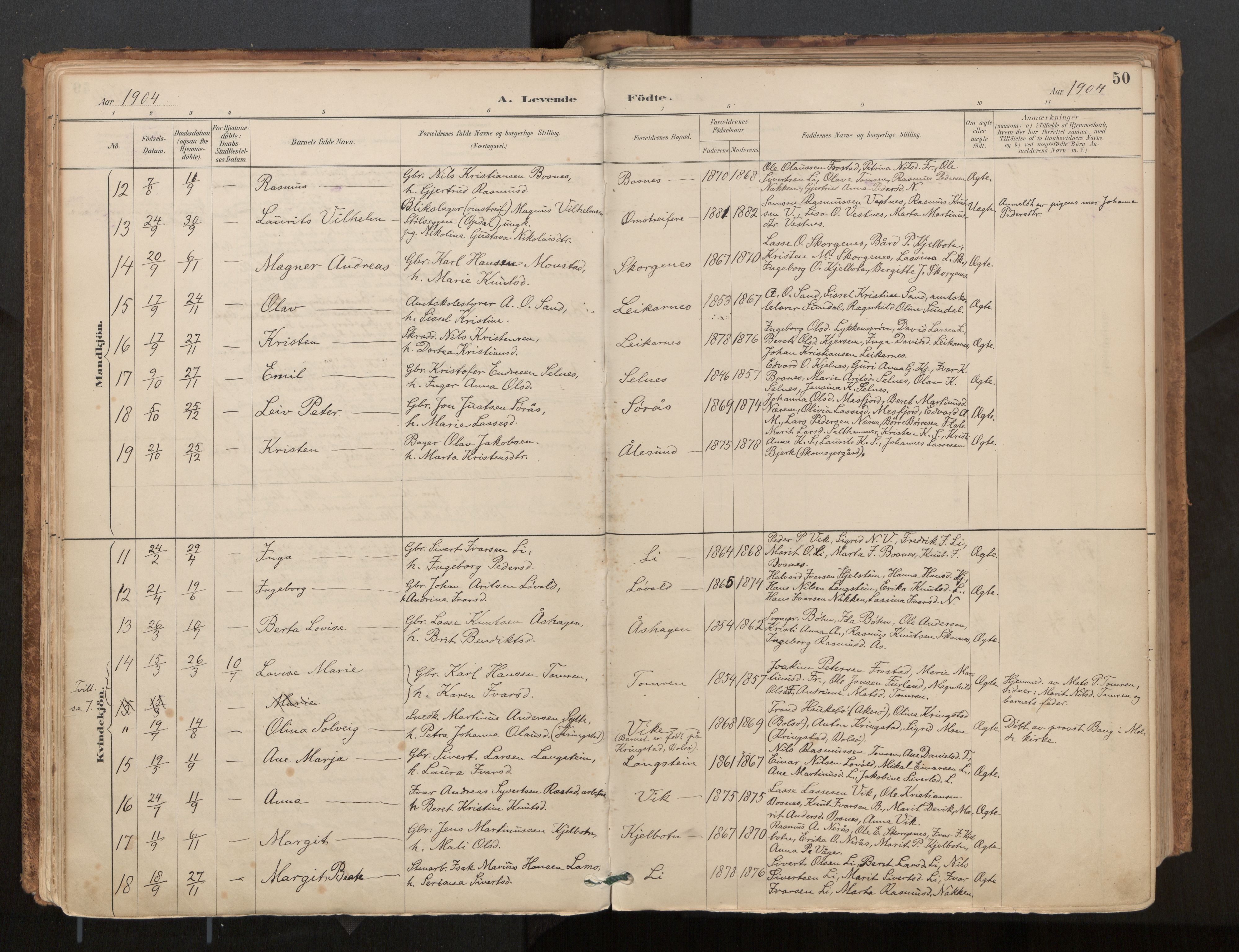 Ministerialprotokoller, klokkerbøker og fødselsregistre - Møre og Romsdal, AV/SAT-A-1454/539/L0531: Parish register (official) no. 539A04, 1887-1913, p. 50