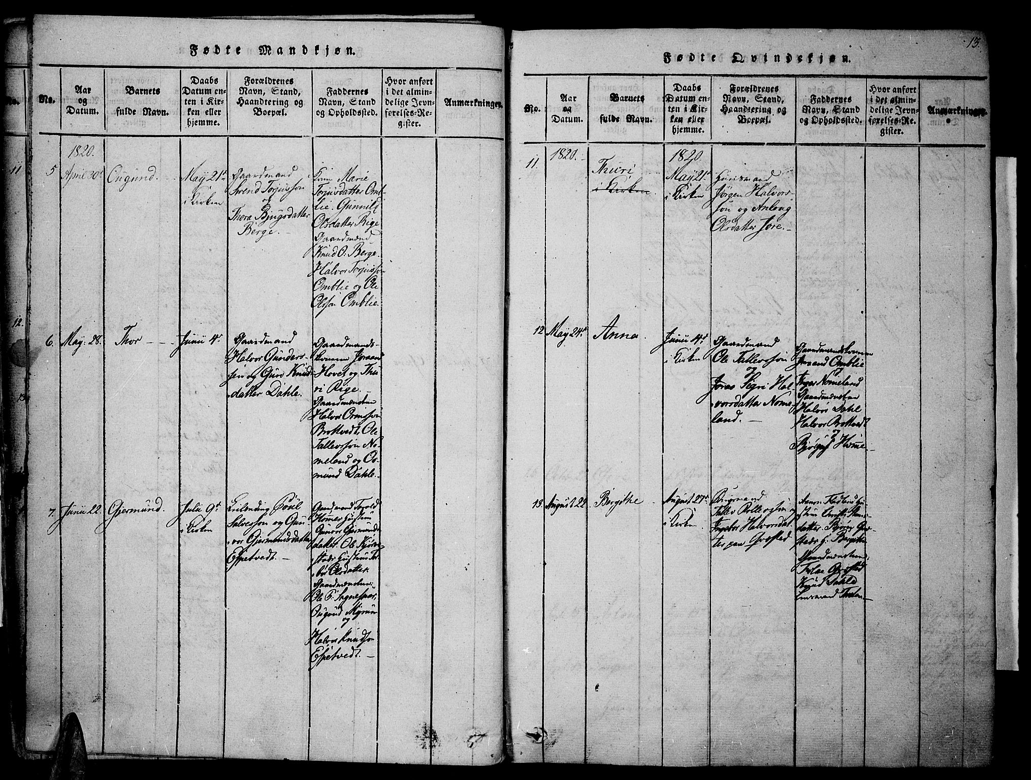 Valle sokneprestkontor, AV/SAK-1111-0044/F/Fa/Fac/L0005: Parish register (official) no. A 5 /1, 1816-1831, p. 13