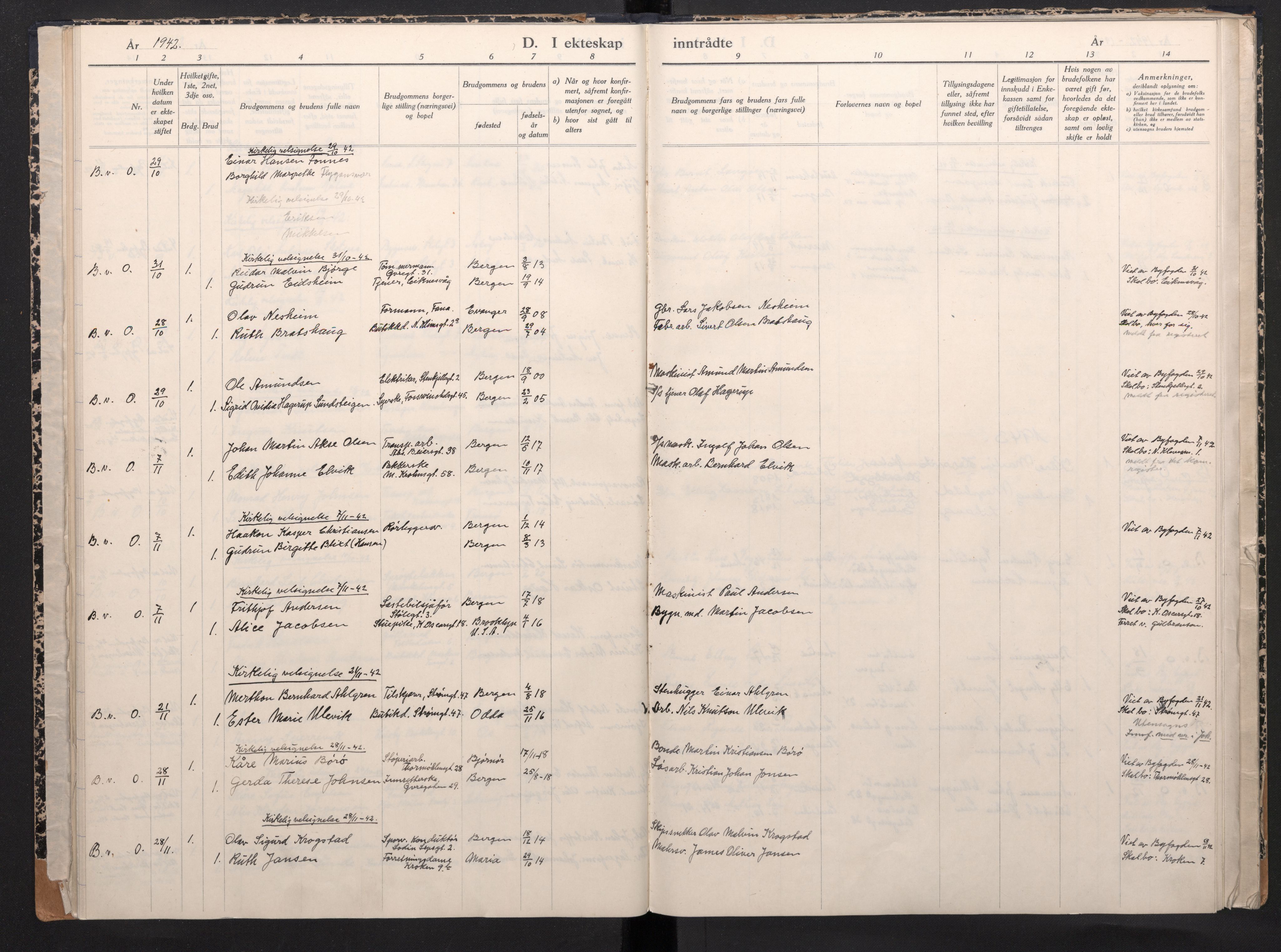 Mariakirken Sokneprestembete, AV/SAB-A-76901/H/Haa/L0009: Parish register (official) no. A 9, 1942-1945