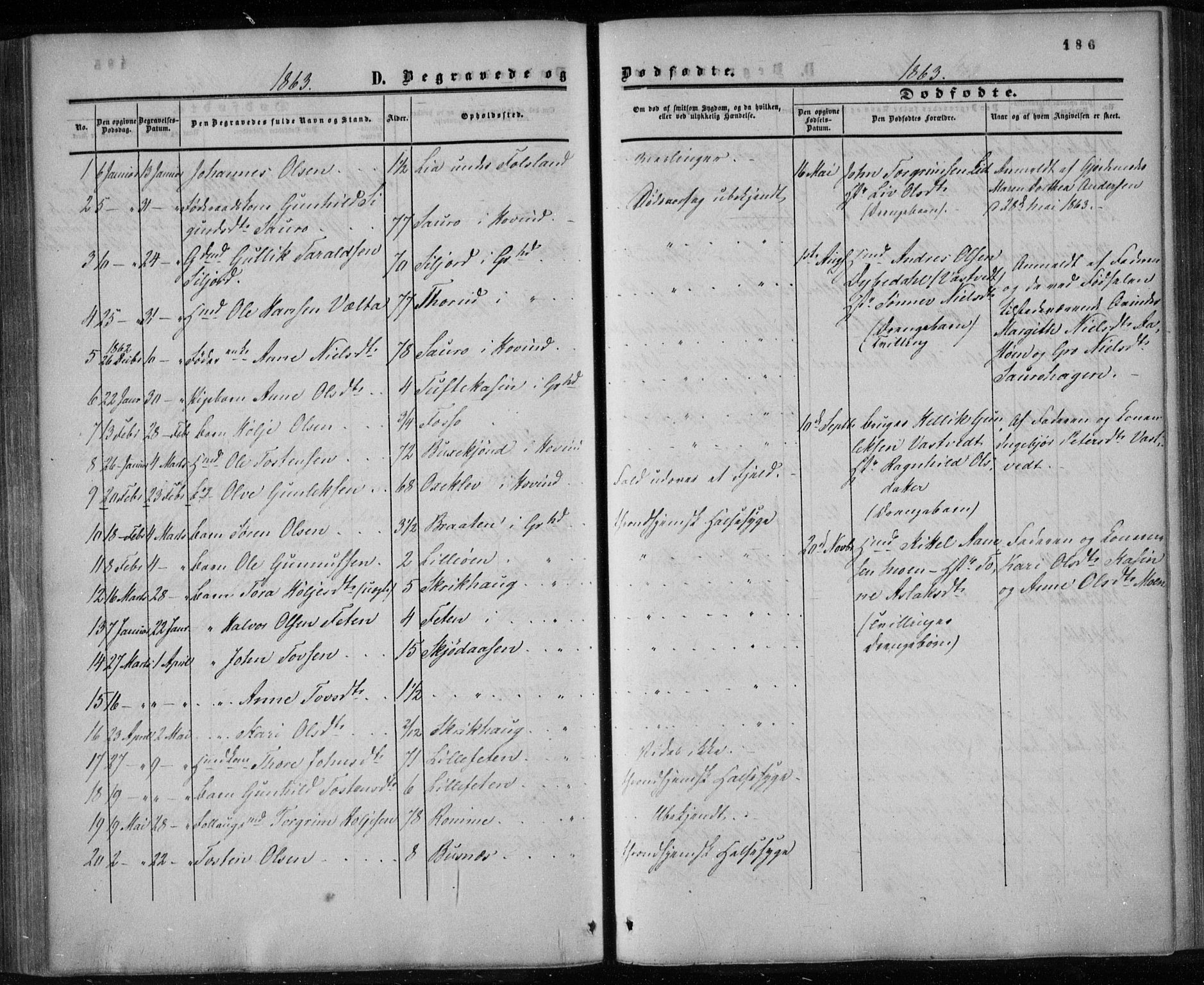 Gransherad kirkebøker, AV/SAKO-A-267/F/Fa/L0003: Parish register (official) no. I 3, 1859-1870, p. 186