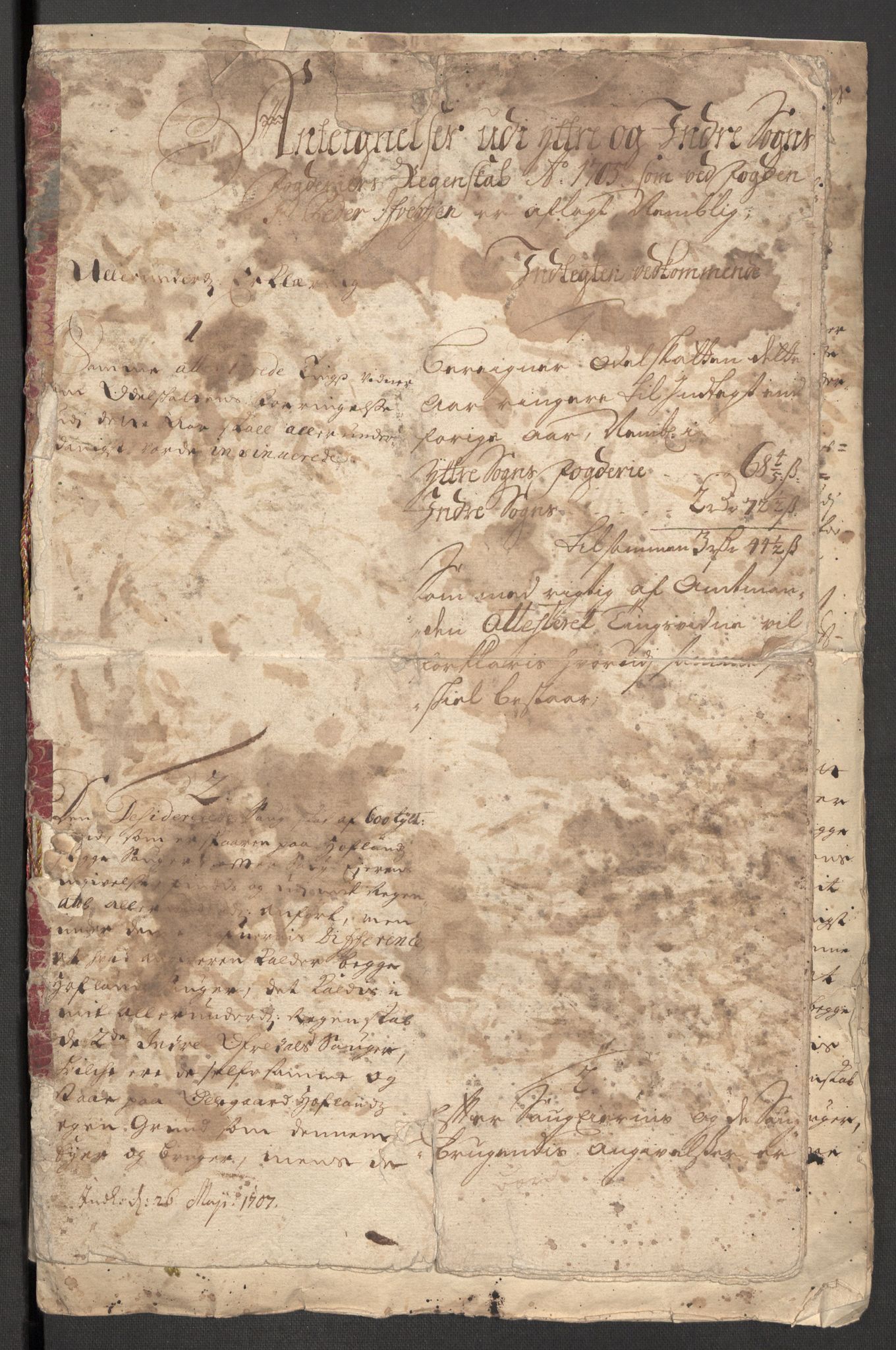 Rentekammeret inntil 1814, Reviderte regnskaper, Fogderegnskap, AV/RA-EA-4092/R52/L3314: Fogderegnskap Sogn, 1705-1707, p. 189