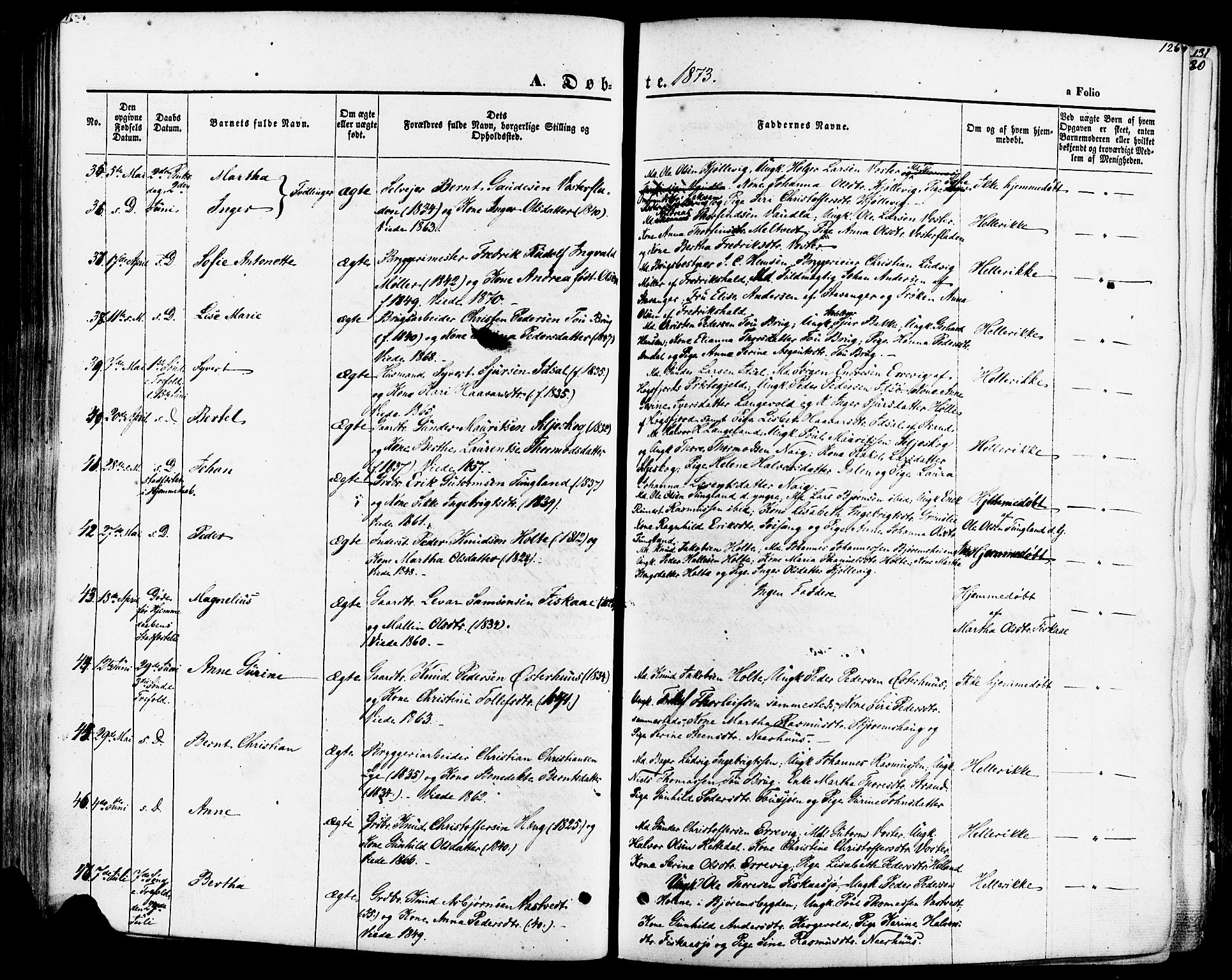 Strand sokneprestkontor, AV/SAST-A-101828/H/Ha/Haa/L0007: Parish register (official) no. A 7, 1855-1881, p. 126