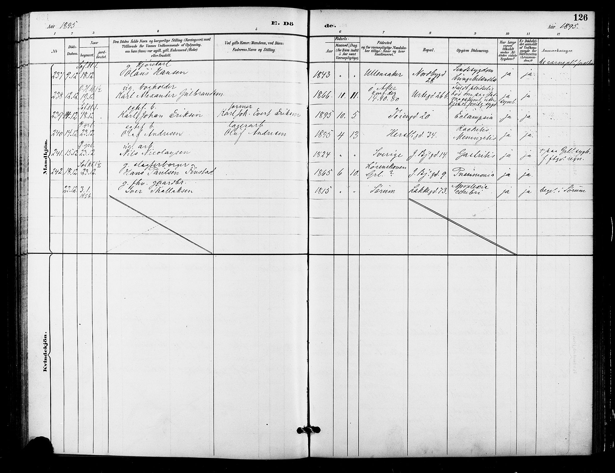 Grønland prestekontor Kirkebøker, AV/SAO-A-10848/F/Fa/L0010: Parish register (official) no. 10, 1891-1898, p. 126