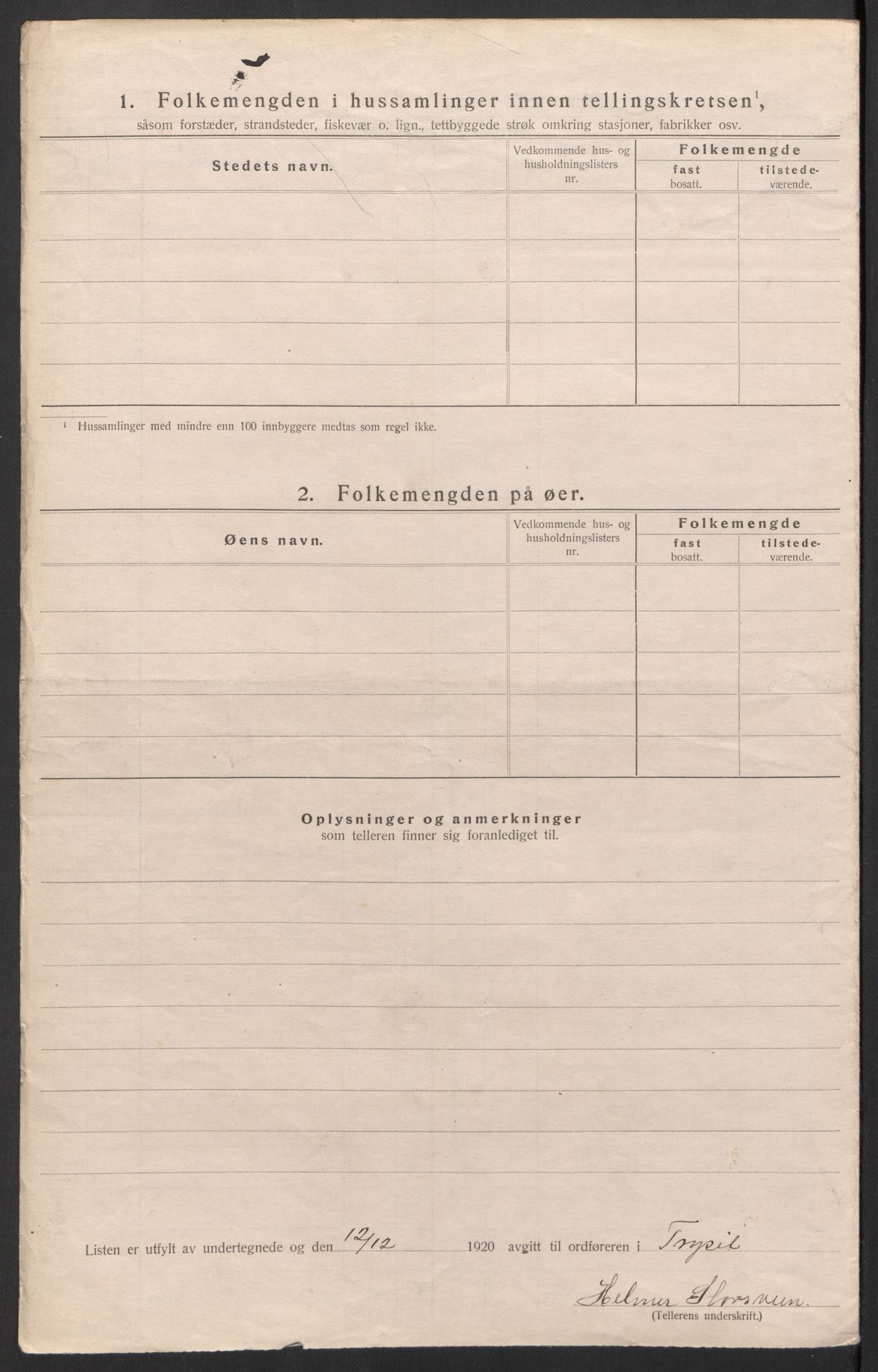 SAH, 1920 census for Trysil, 1920, p. 74