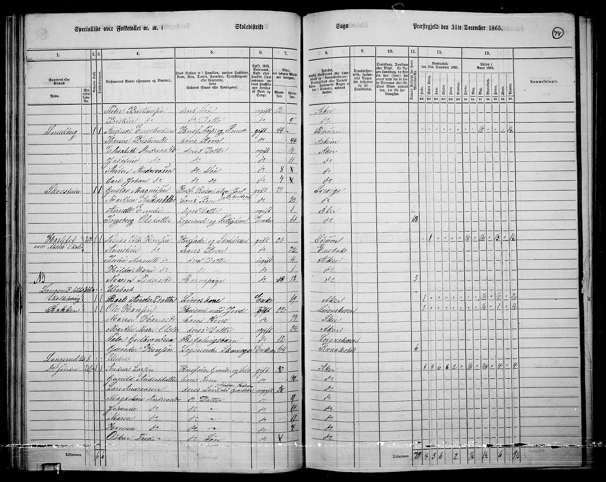 RA, 1865 census for Østre Aker, 1865, p. 298