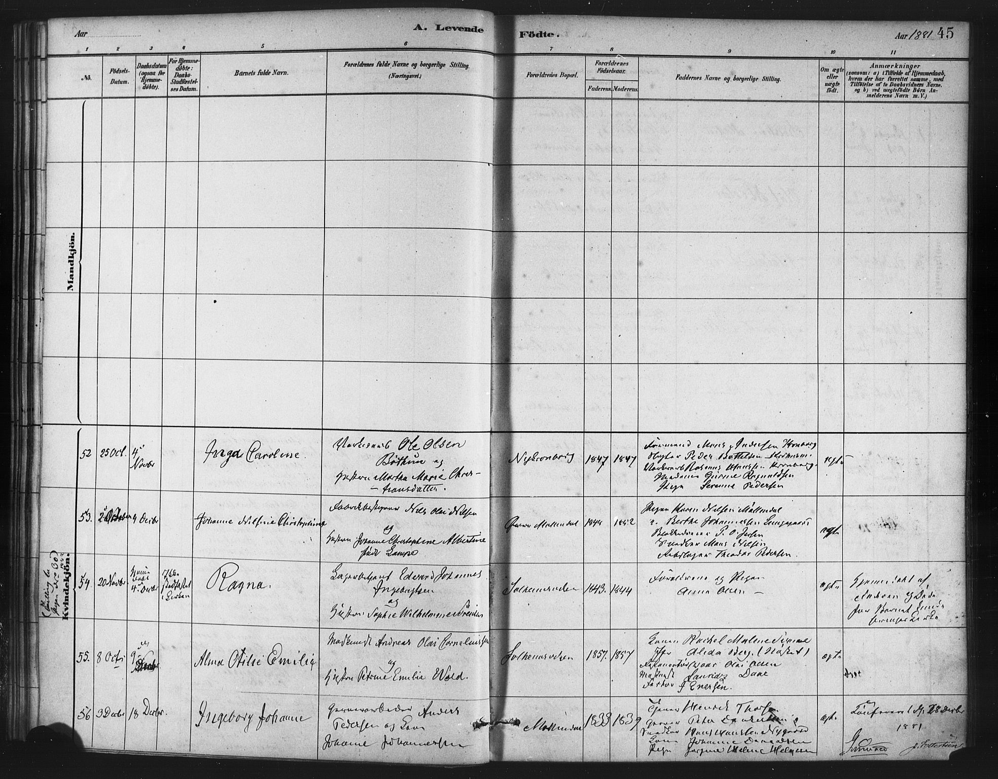 St. Jørgens hospital og Årstad sokneprestembete, AV/SAB-A-99934: Parish register (official) no. A 7, 1879-1886, p. 45