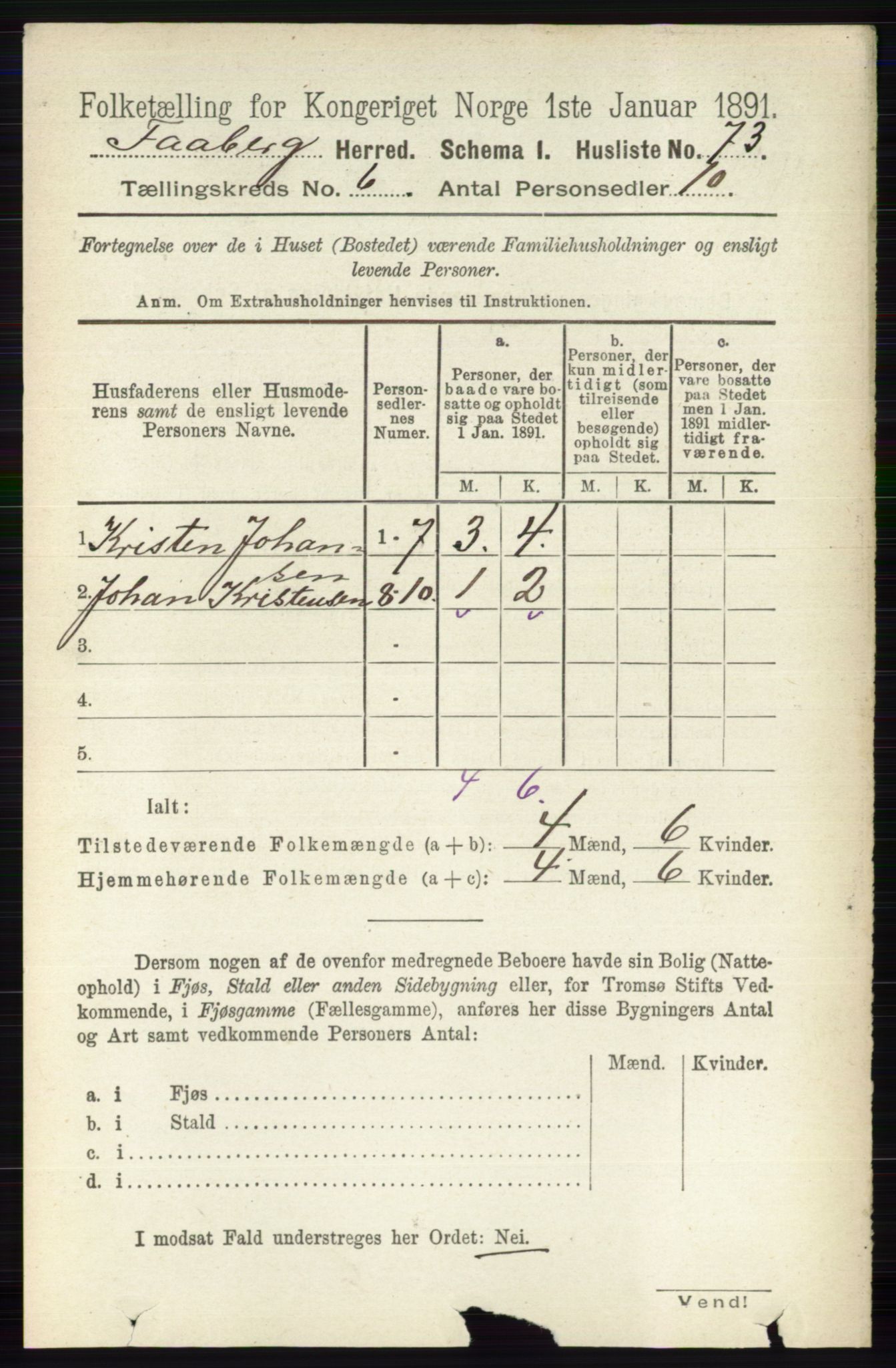 RA, 1891 census for 0524 Fåberg, 1891, p. 2215