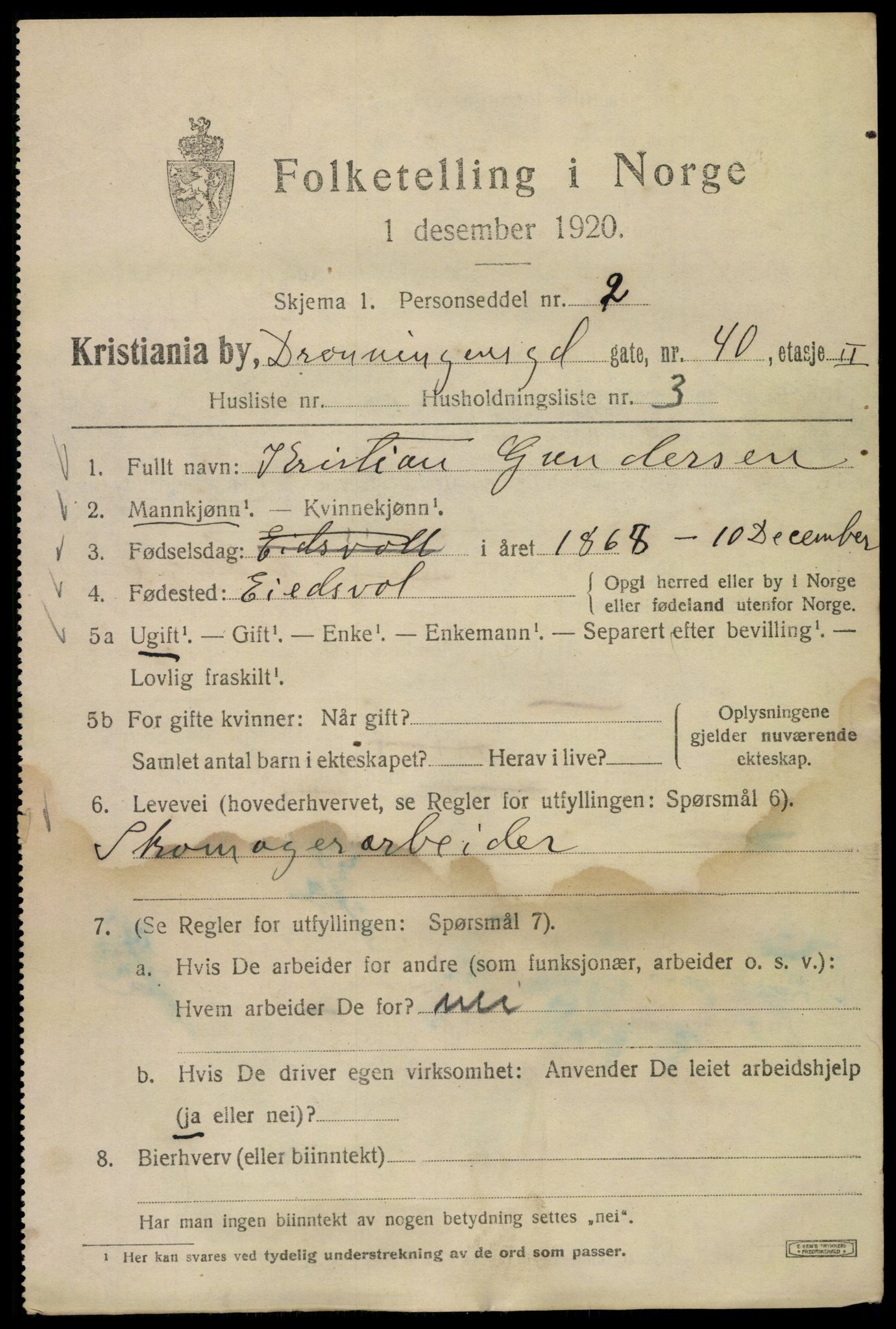 SAO, 1920 census for Kristiania, 1920, p. 203811