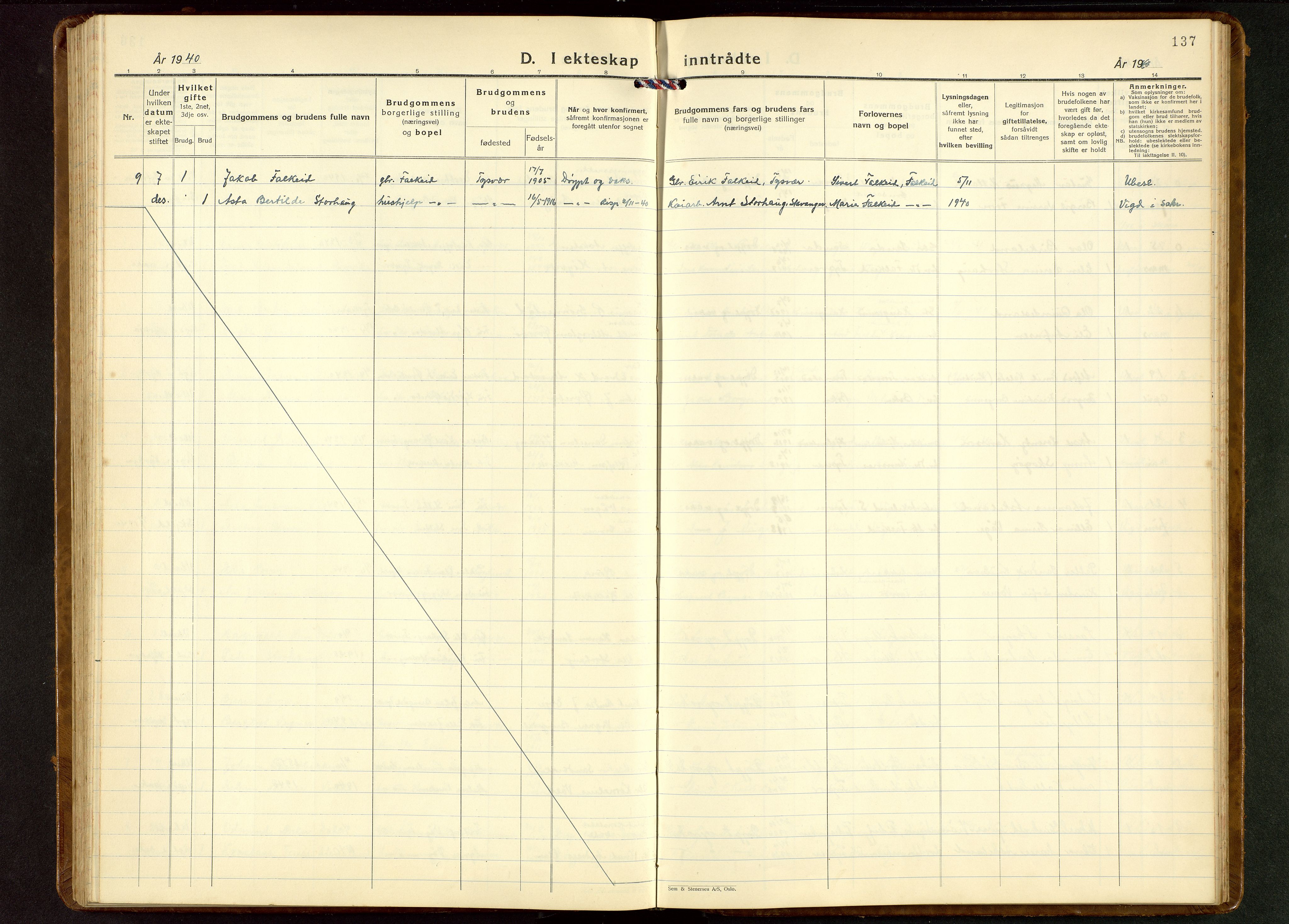 Tysvær sokneprestkontor, AV/SAST-A -101864/H/Ha/Hab/L0006: Parish register (copy) no. B 6, 1932-1946, p. 137