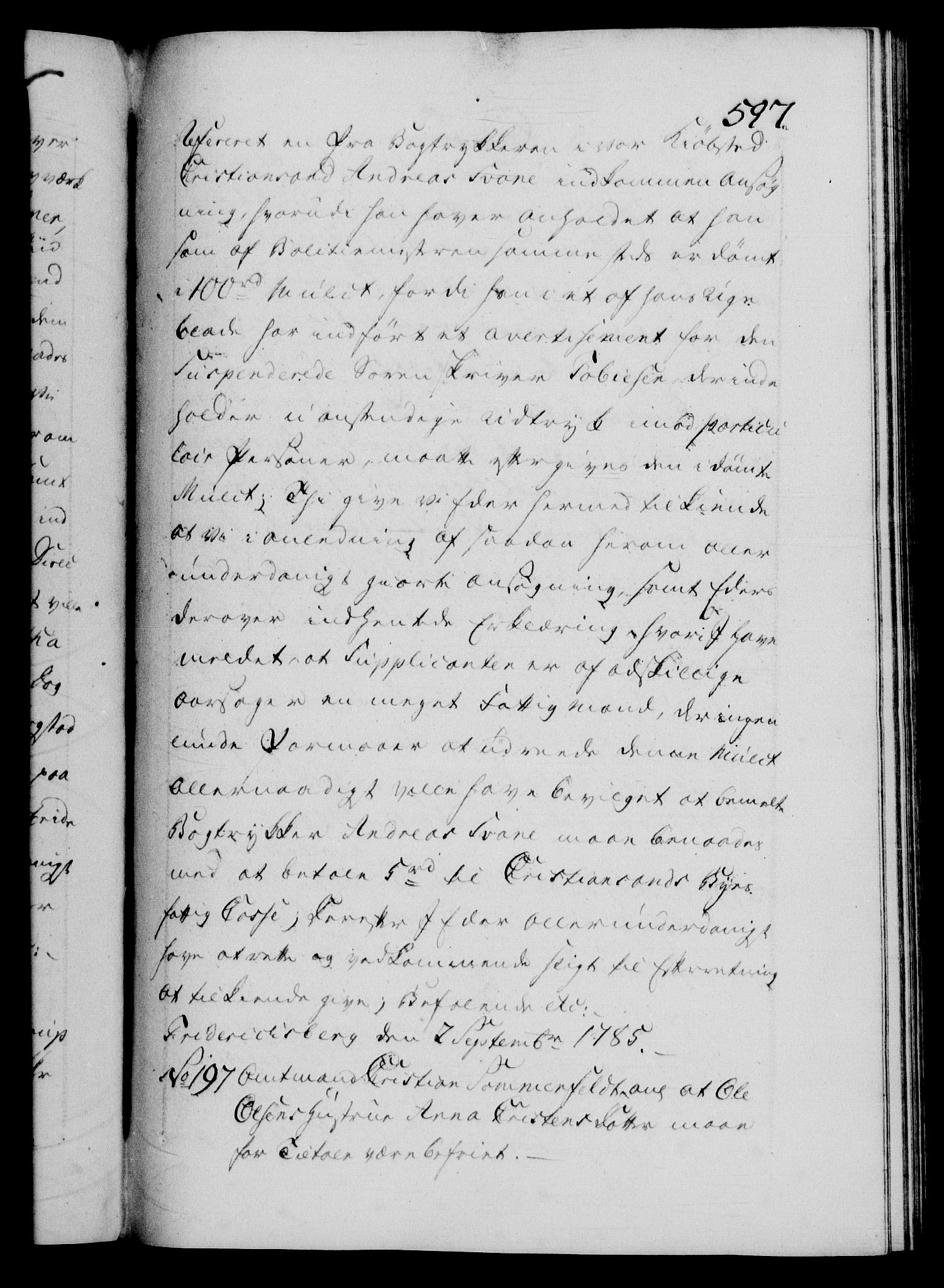 Danske Kanselli 1572-1799, AV/RA-EA-3023/F/Fc/Fca/Fcab/L0043: Norske tegnelser, 1782-1786, p. 597a