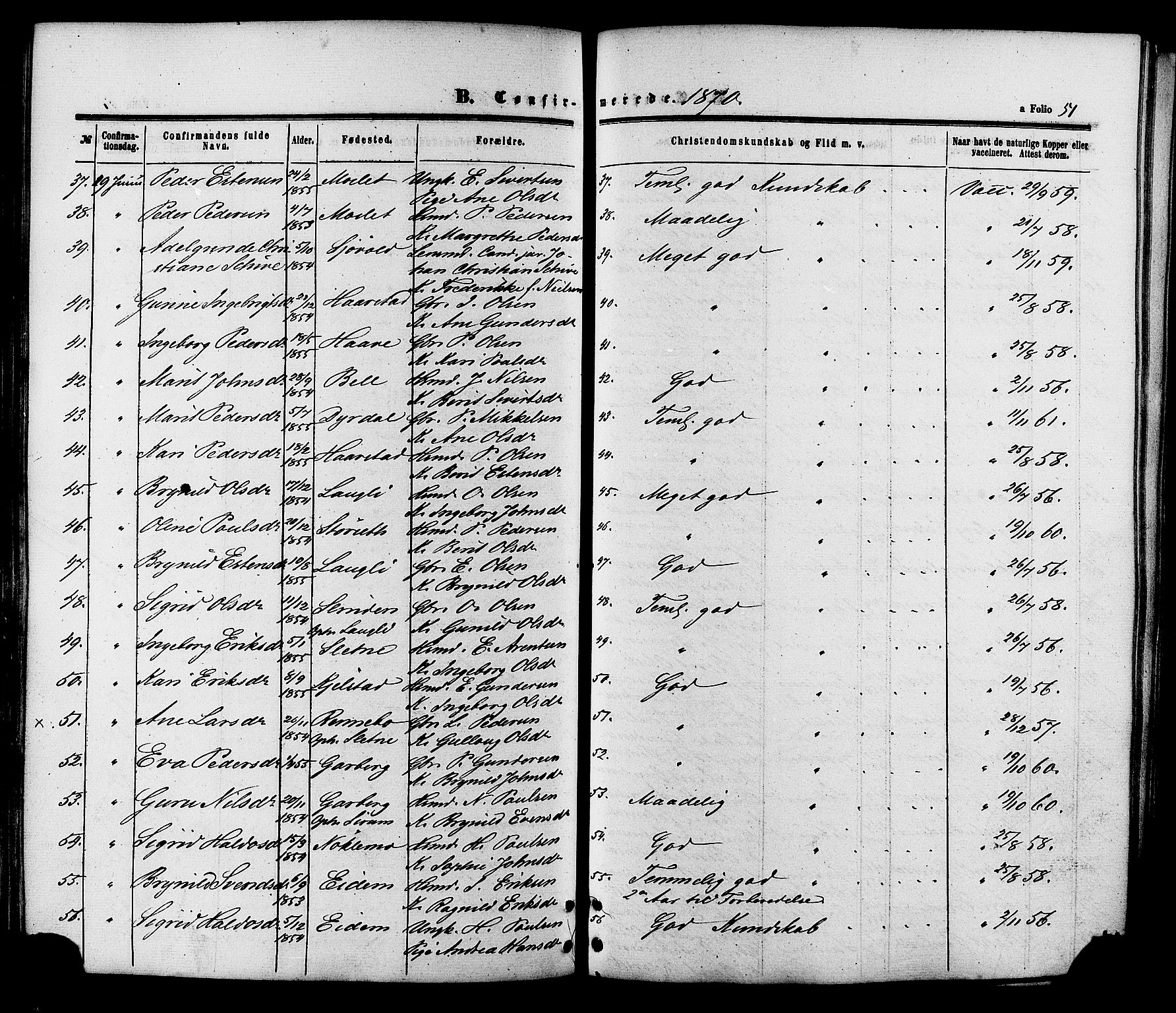 Ministerialprotokoller, klokkerbøker og fødselsregistre - Sør-Trøndelag, SAT/A-1456/695/L1147: Parish register (official) no. 695A07, 1860-1877, p. 51