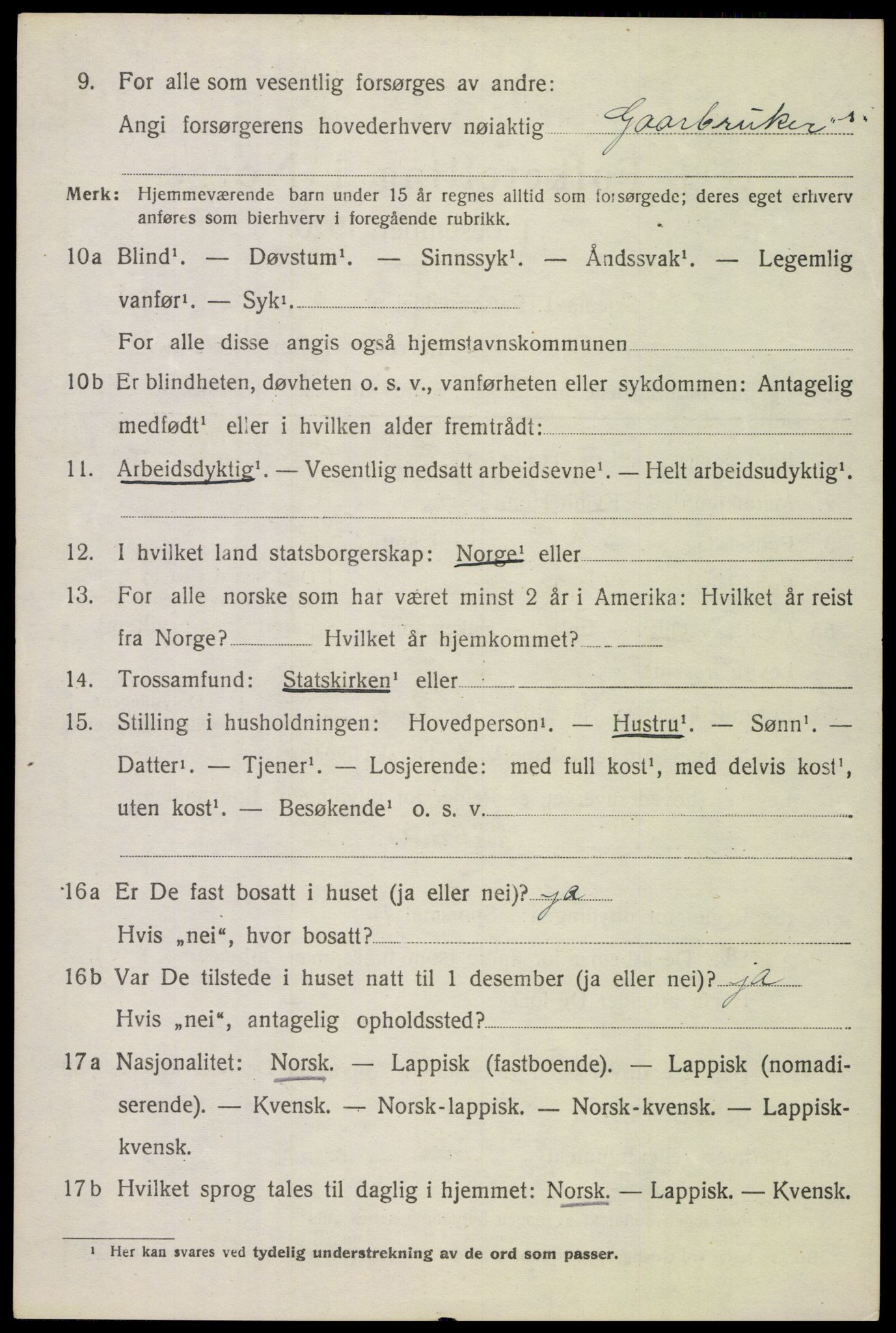 SAT, 1920 census for Ankenes, 1920, p. 3494