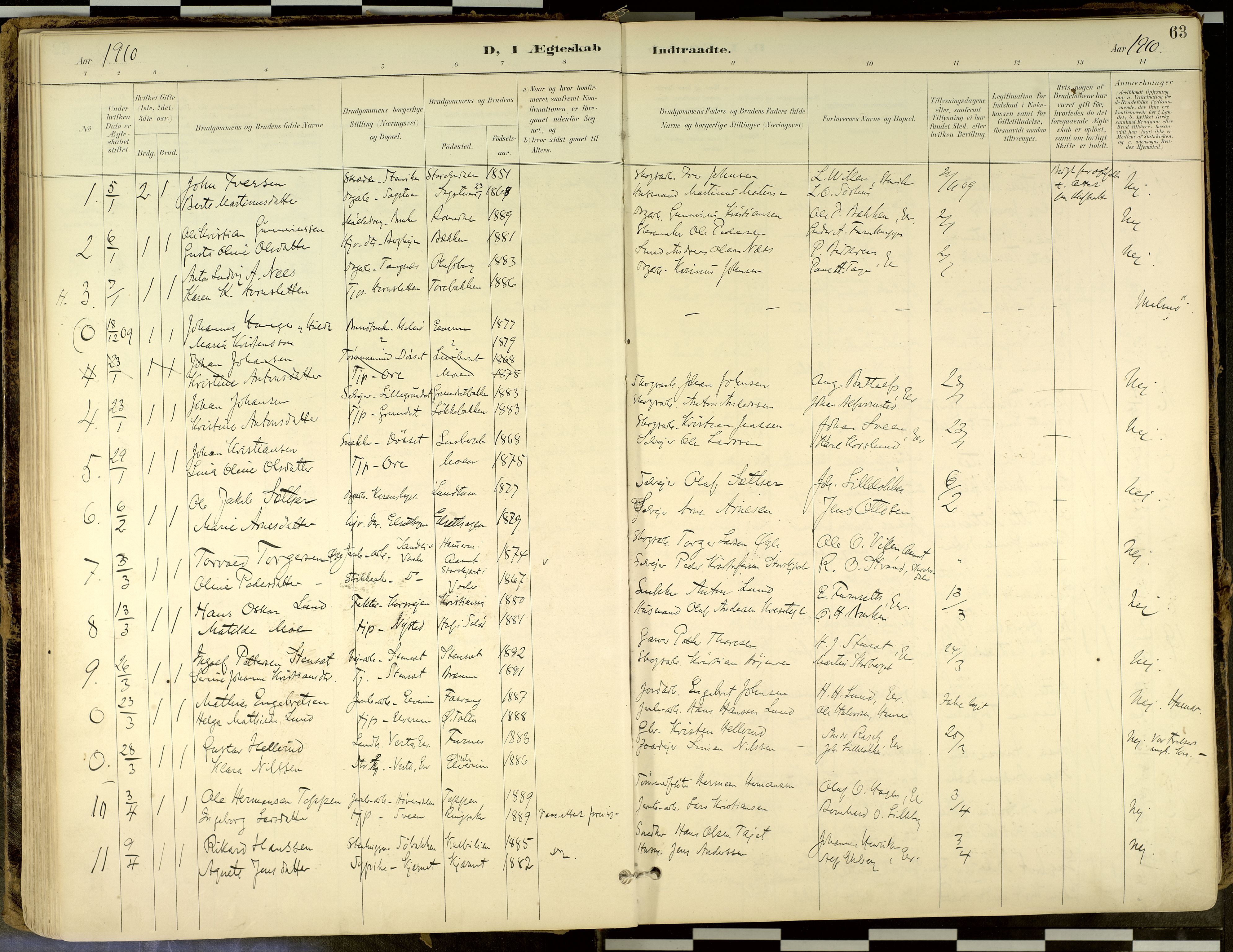 Elverum prestekontor, AV/SAH-PREST-044/H/Ha/Haa/L0018: Parish register (official) no. 18, 1894-1914, p. 63