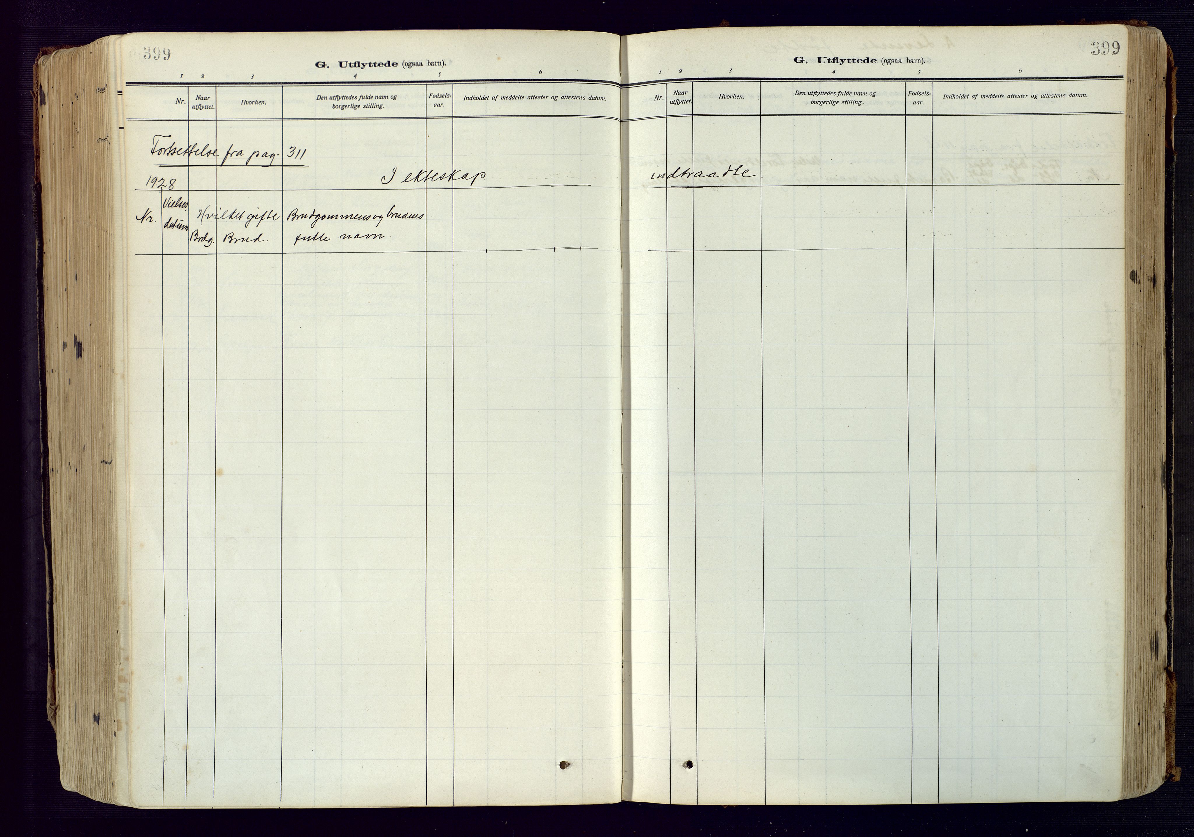 Barbu sokneprestkontor, AV/SAK-1111-0003/F/Fa/L0006: Parish register (official) no. A 6, 1910-1929, p. 399