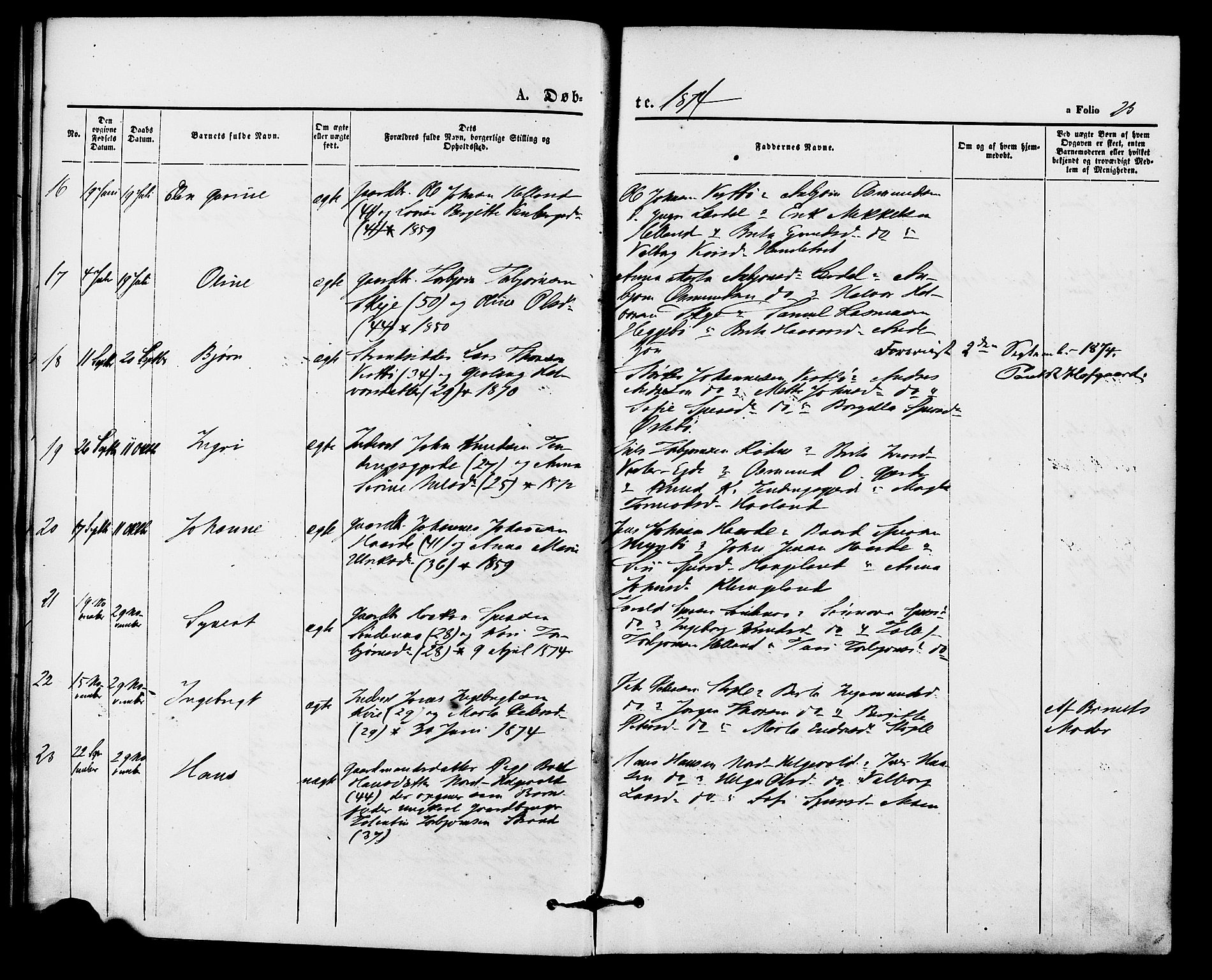 Vikedal sokneprestkontor, AV/SAST-A-101840/01/IV: Parish register (official) no. A 8, 1868-1885, p. 23