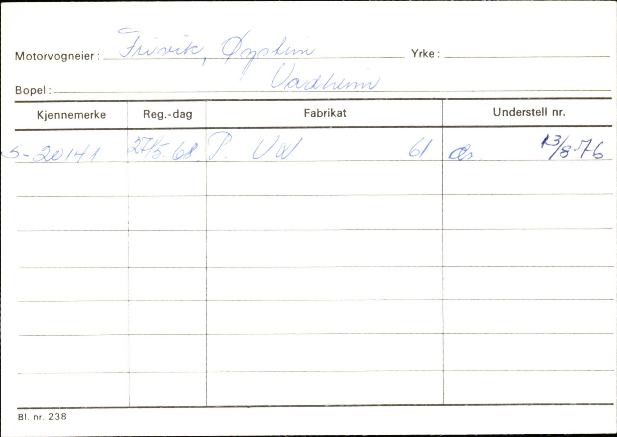 Statens vegvesen, Sogn og Fjordane vegkontor, SAB/A-5301/4/F/L0130: Eigarregister Eid T-Å. Høyanger A-O, 1945-1975, p. 1076