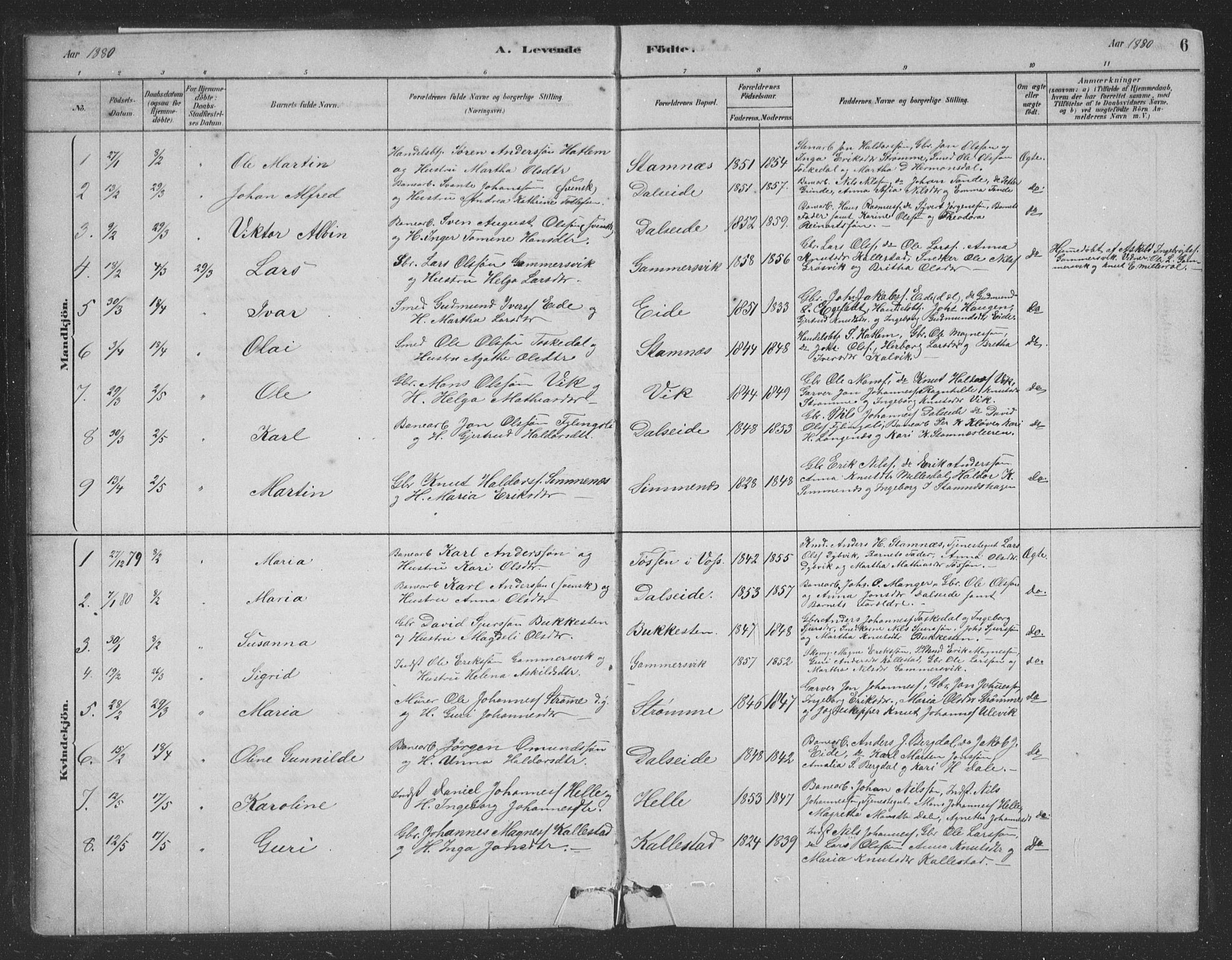 Vaksdal Sokneprestembete, SAB/A-78901/H/Hab: Parish register (copy) no. D 1, 1878-1939, p. 6