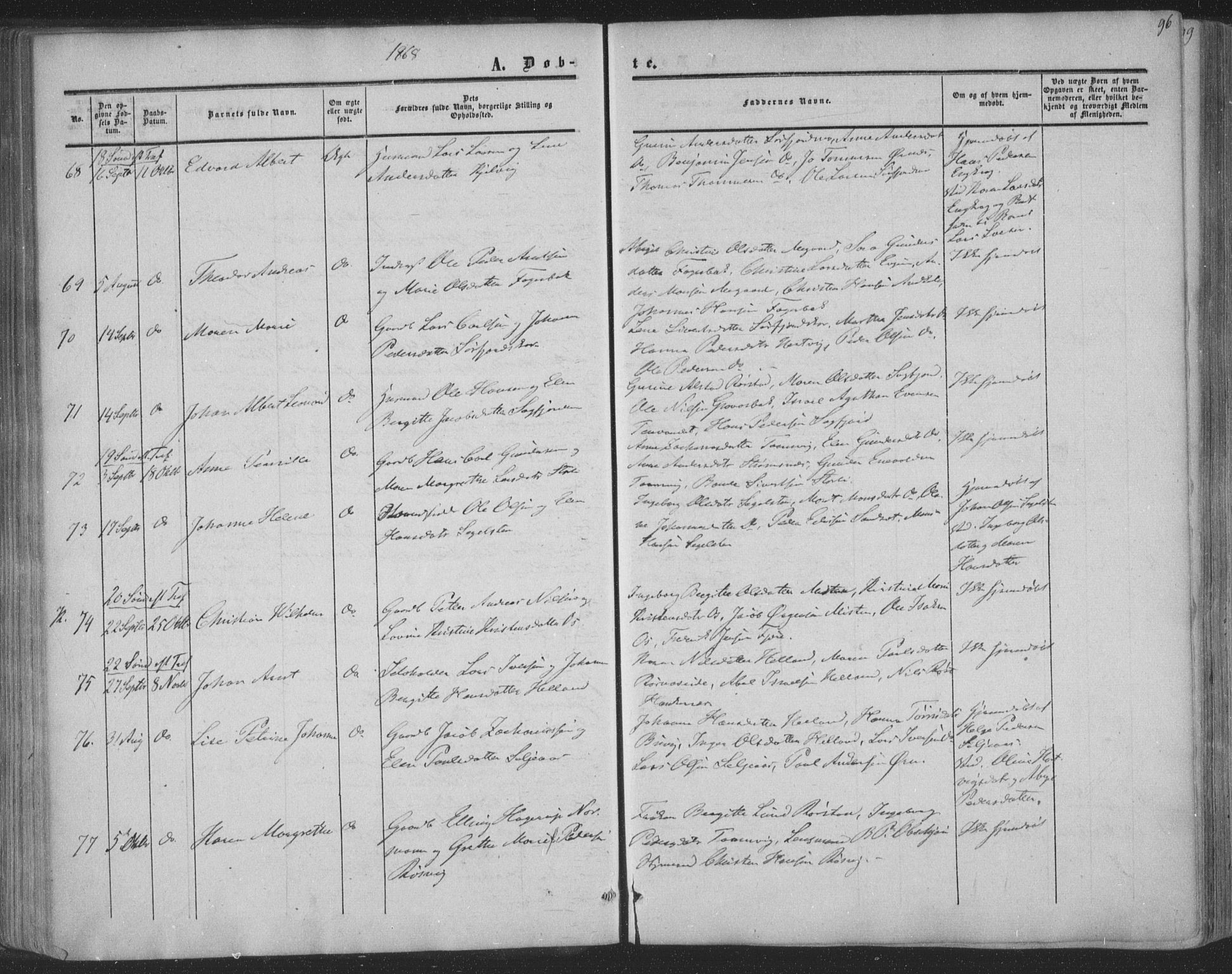 Ministerialprotokoller, klokkerbøker og fødselsregistre - Nordland, AV/SAT-A-1459/853/L0770: Parish register (official) no. 853A09, 1857-1870, p. 96