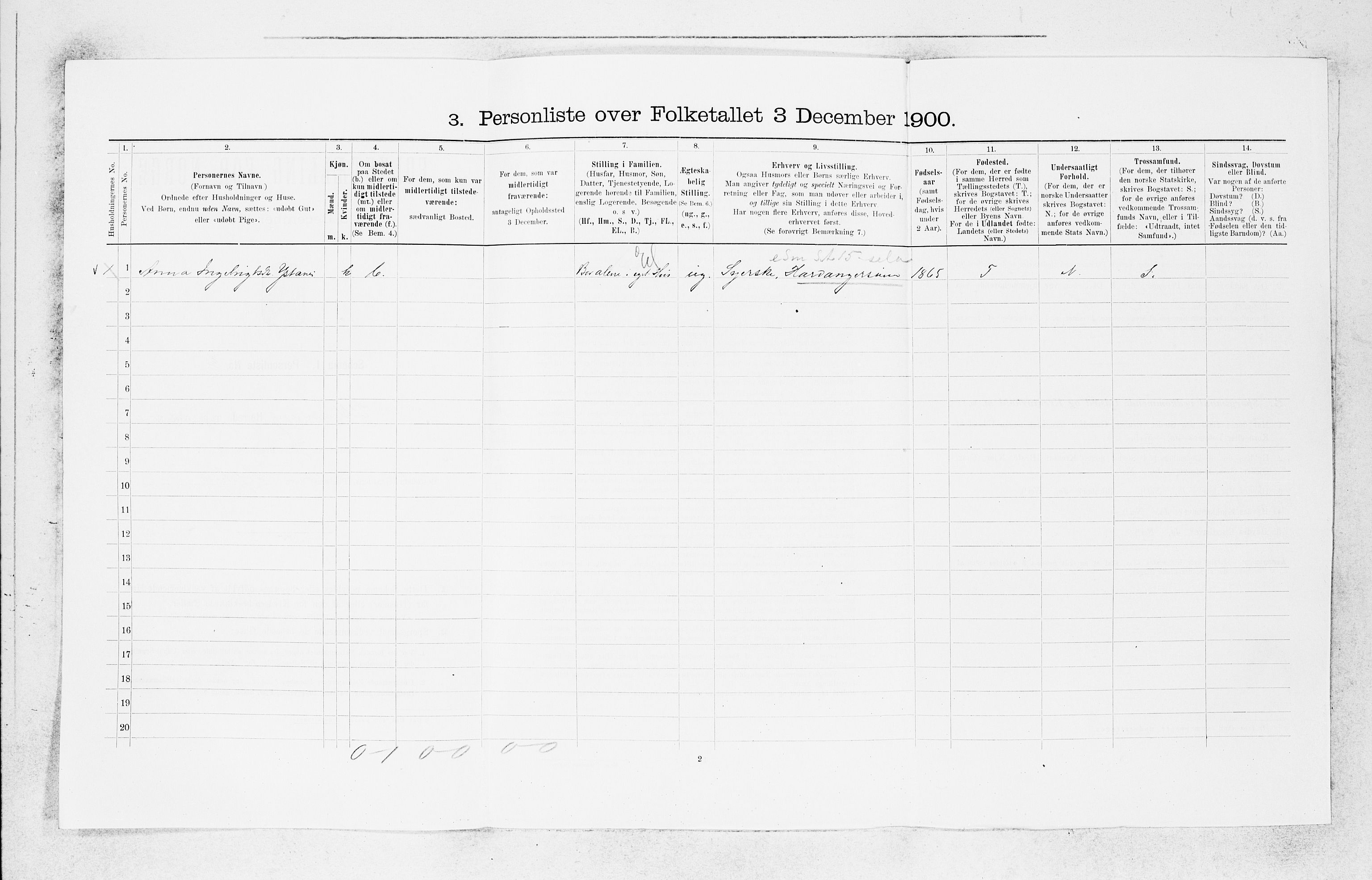 SAB, 1900 census for Ullensvang, 1900, p. 1731