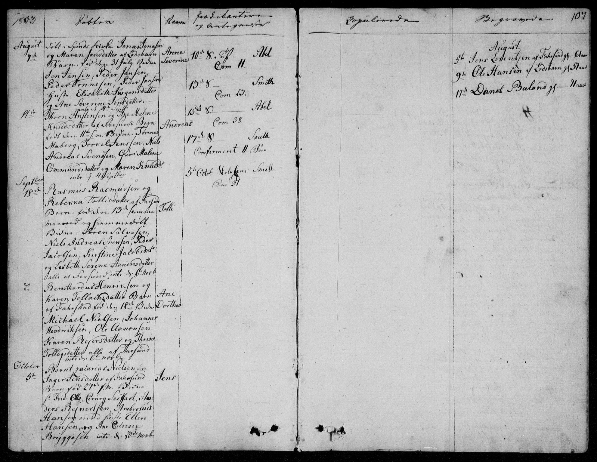 Farsund sokneprestkontor, SAK/1111-0009/F/Fa/L0001: Parish register (official) no. A 1, 1784-1815, p. 107