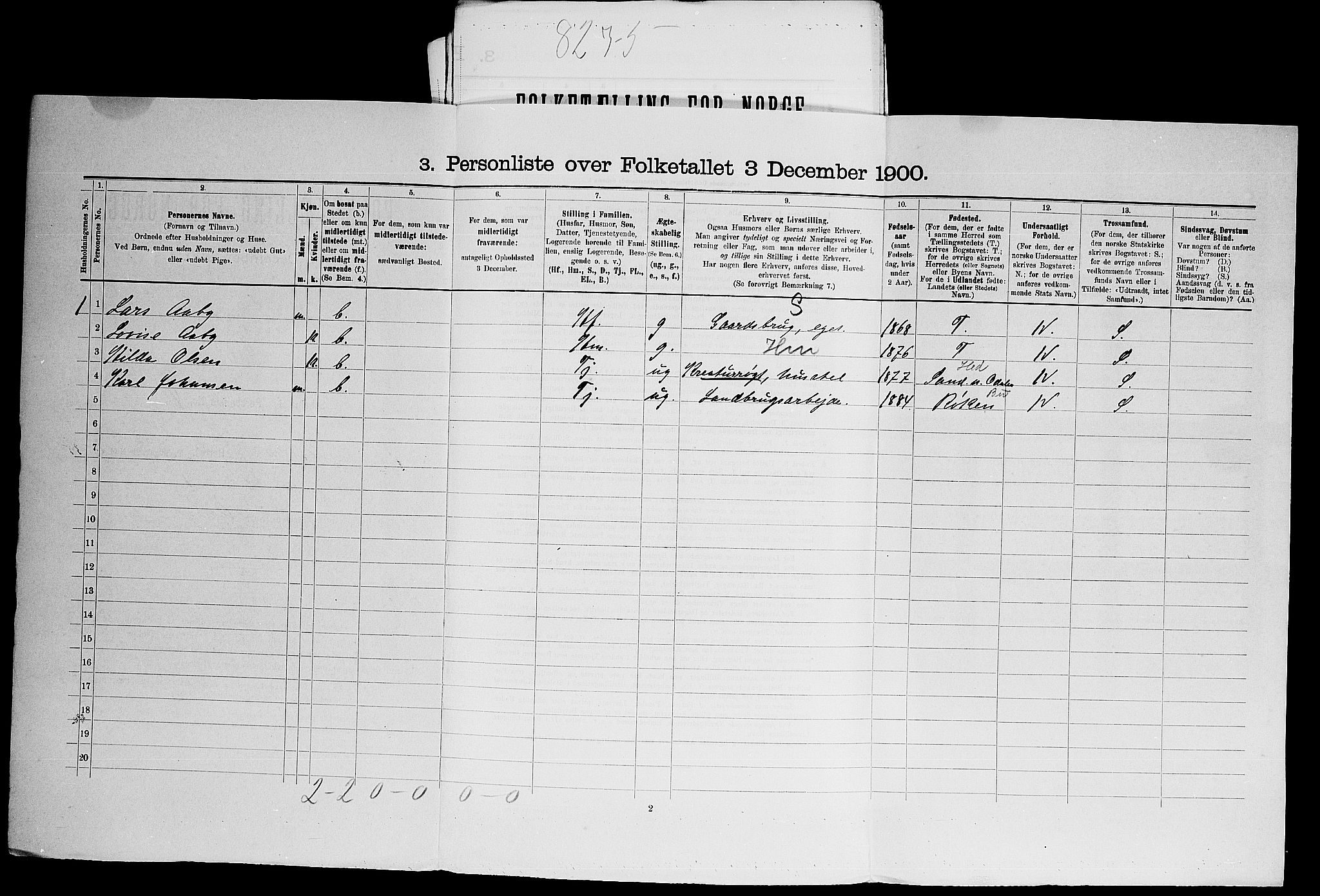 SAO, 1900 census for Asker, 1900, p. 1349