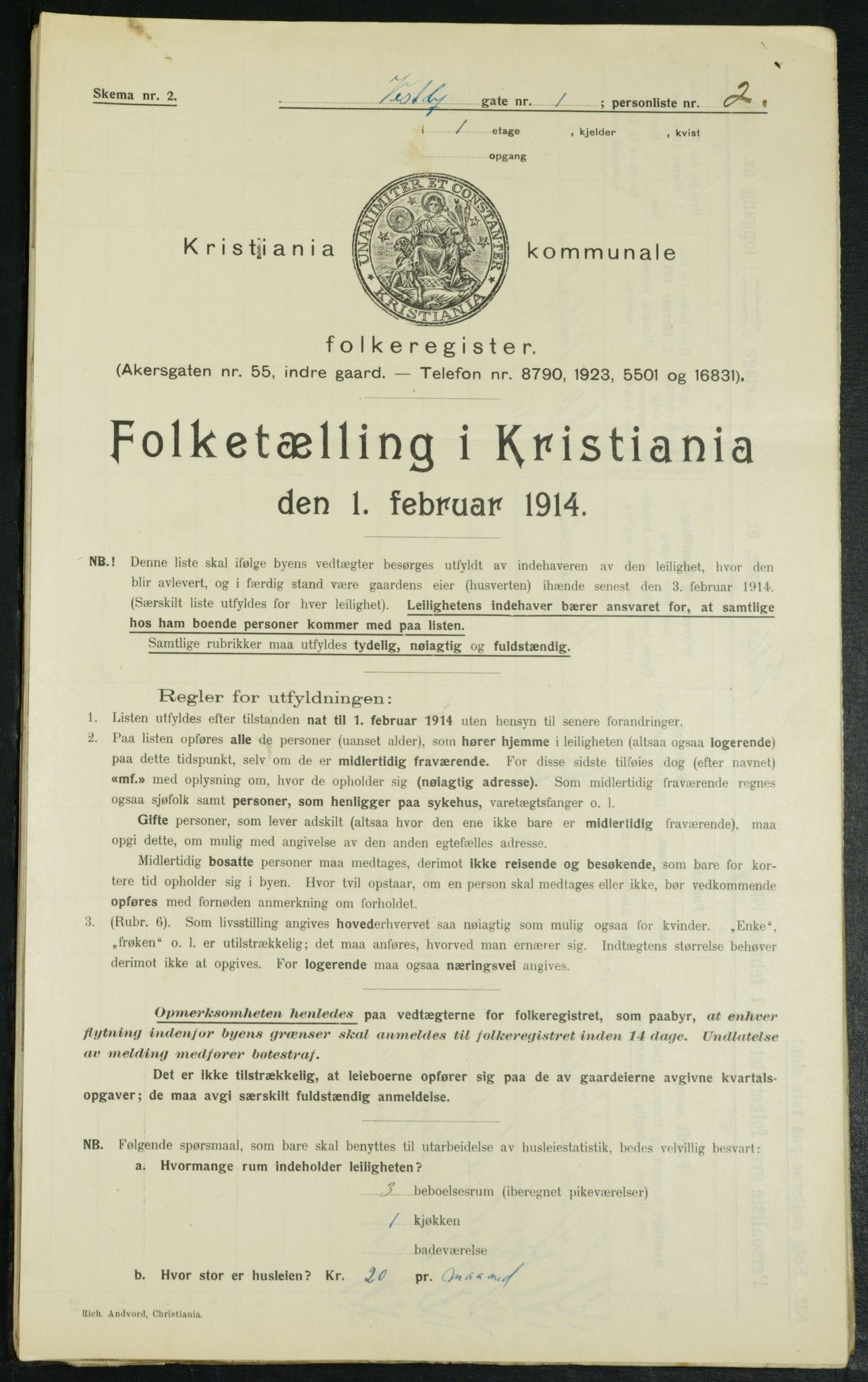 OBA, Municipal Census 1914 for Kristiania, 1914, p. 123346