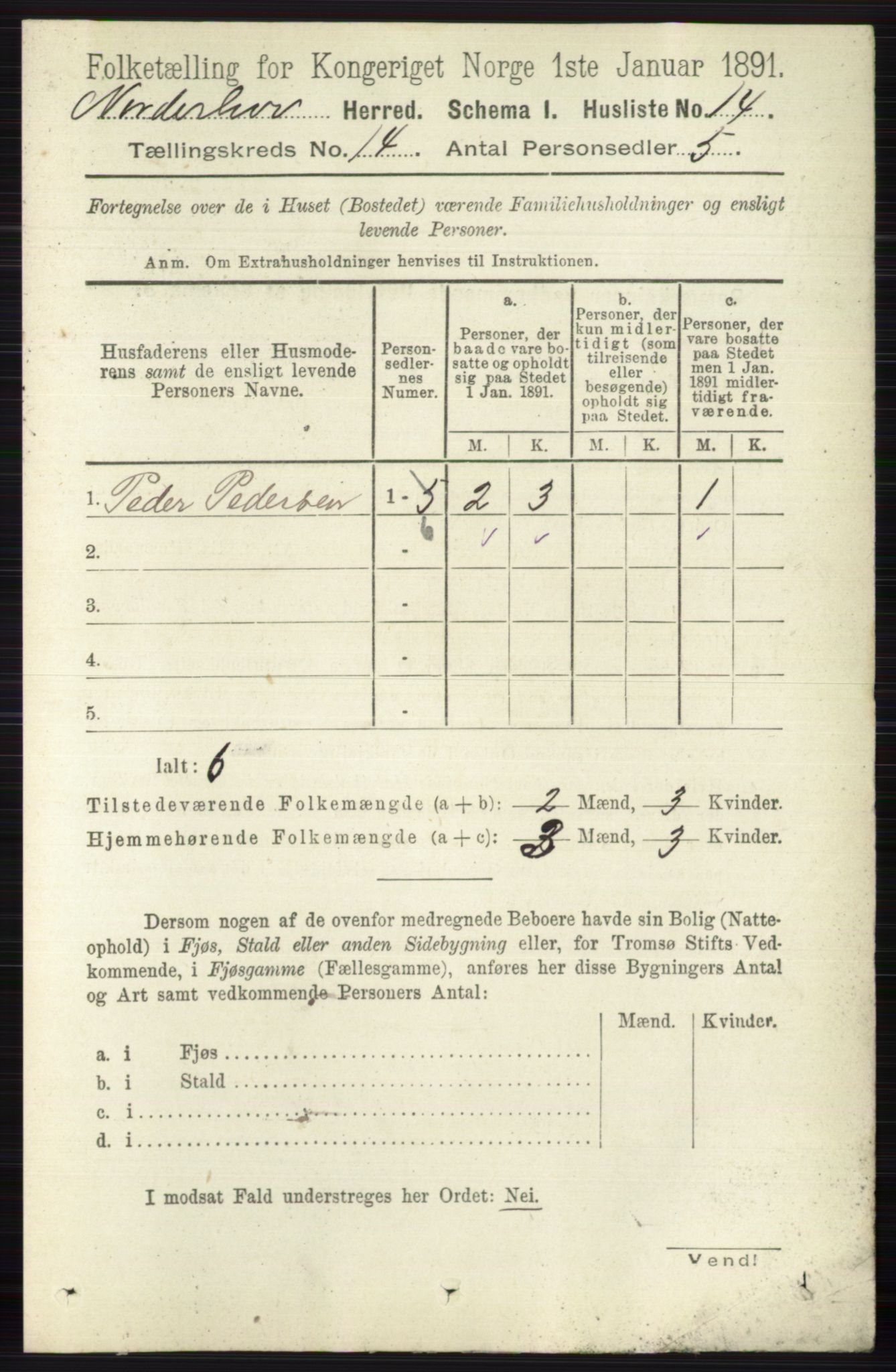 RA, 1891 census for 0613 Norderhov, 1891, p. 9308