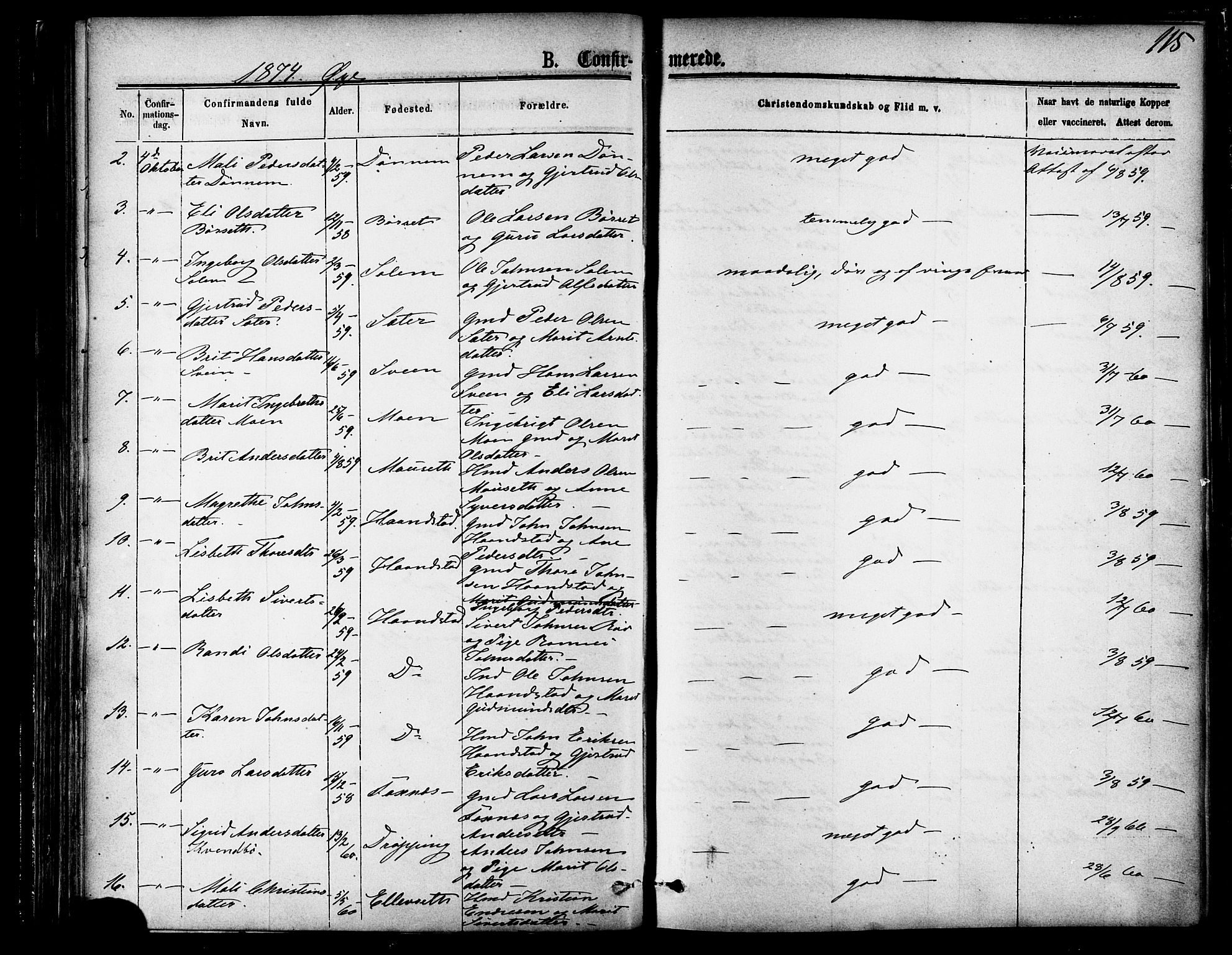 Ministerialprotokoller, klokkerbøker og fødselsregistre - Møre og Romsdal, AV/SAT-A-1454/595/L1046: Parish register (official) no. 595A08, 1874-1884, p. 115