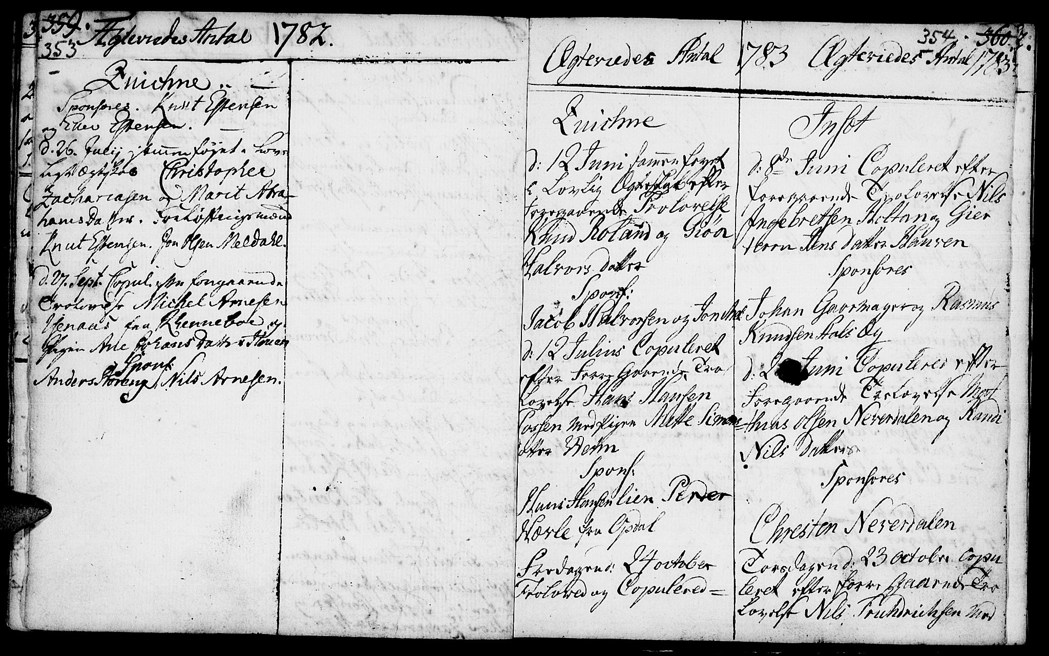 Kvikne prestekontor, SAH/PREST-064/H/Ha/Haa/L0002: Parish register (official) no. 2, 1764-1784, p. 353-354