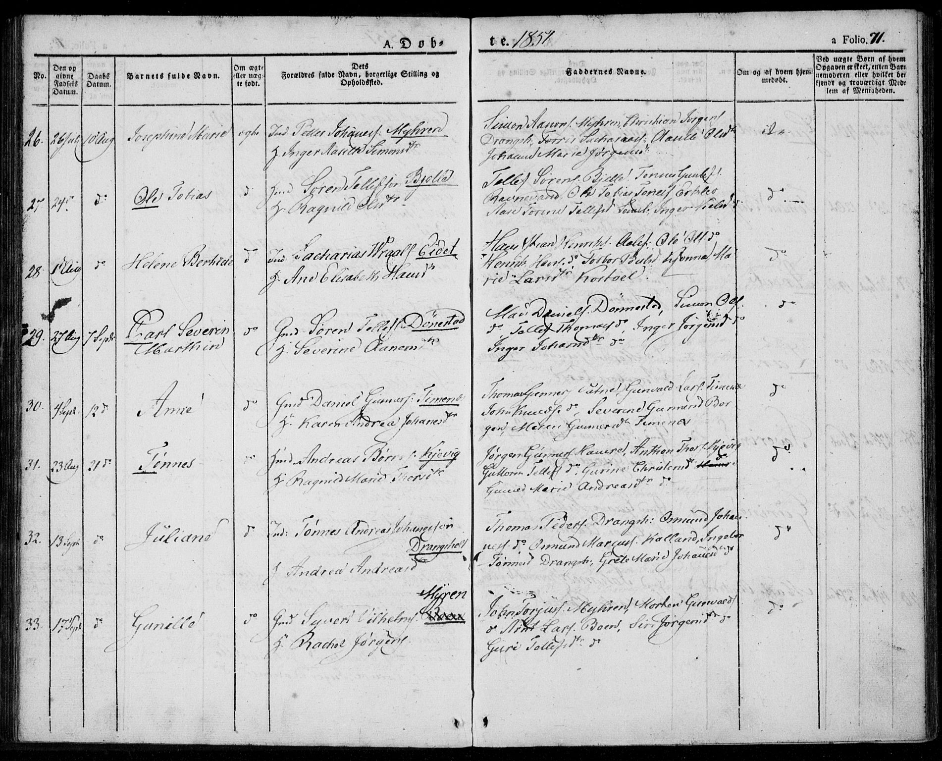 Tveit sokneprestkontor, AV/SAK-1111-0043/F/Fa/L0003: Parish register (official) no. A 3, 1829-1852, p. 71