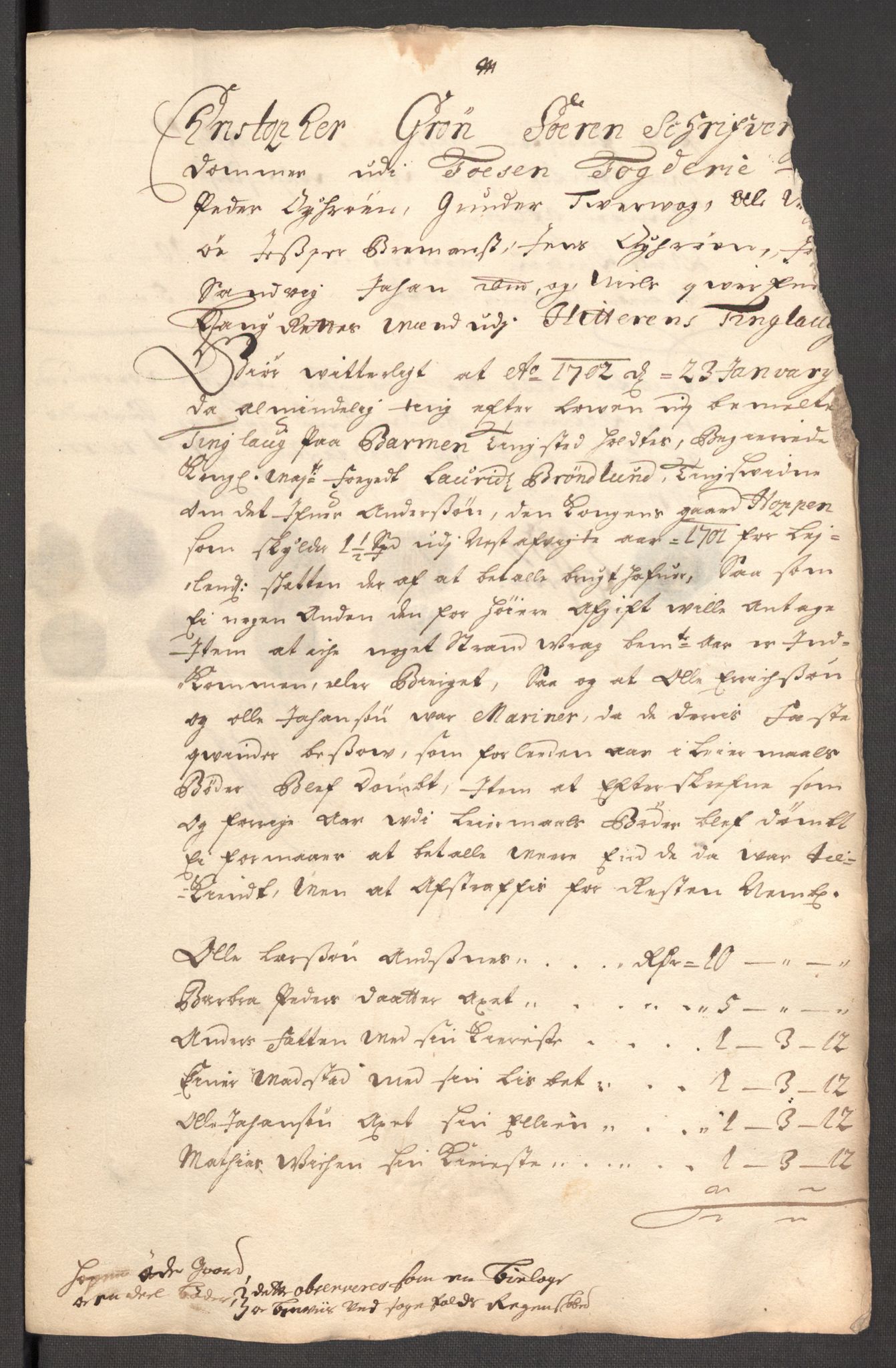 Rentekammeret inntil 1814, Reviderte regnskaper, Fogderegnskap, AV/RA-EA-4092/R57/L3854: Fogderegnskap Fosen, 1700-1701, p. 256