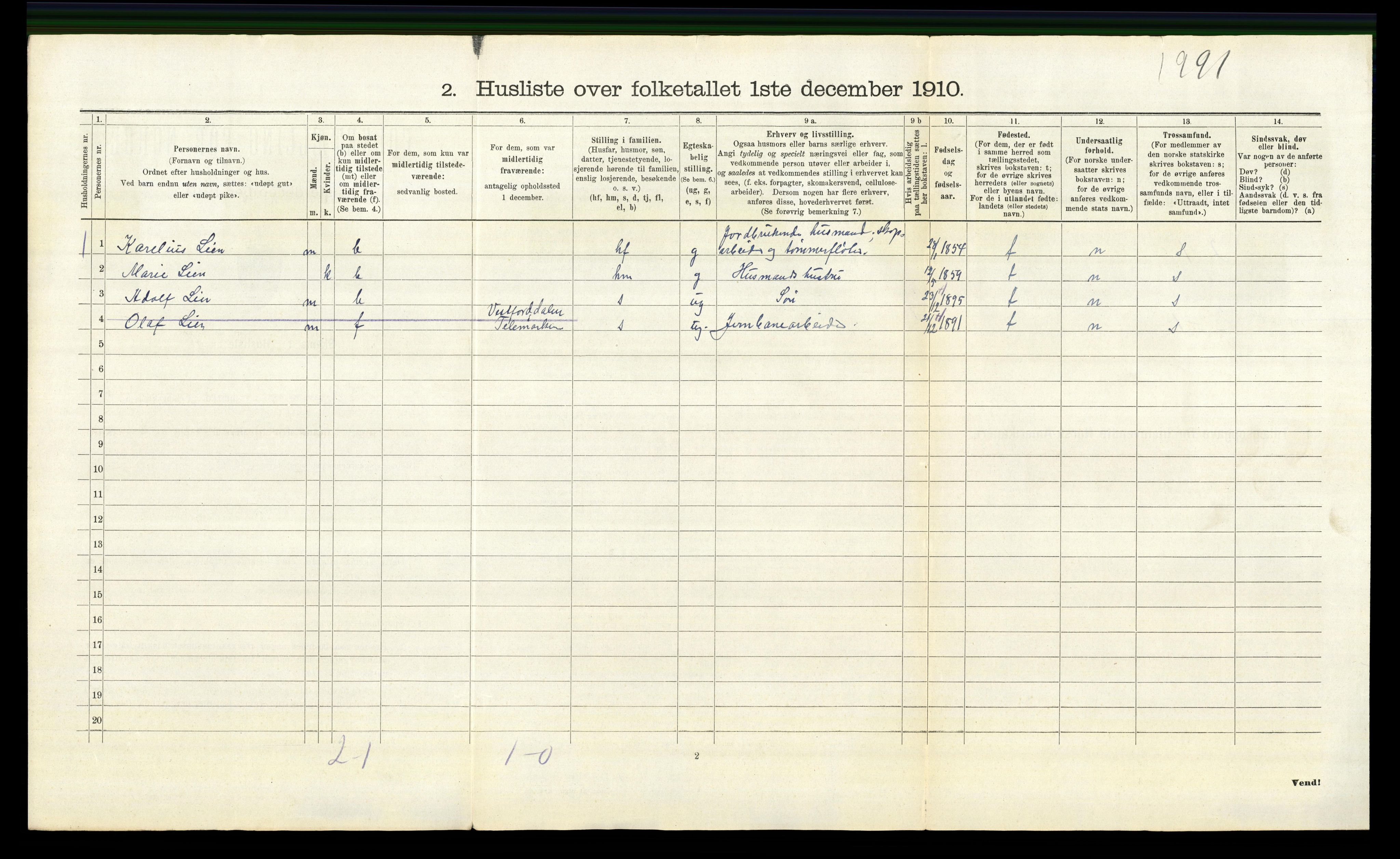 RA, 1910 census for Brandval, 1910, p. 750