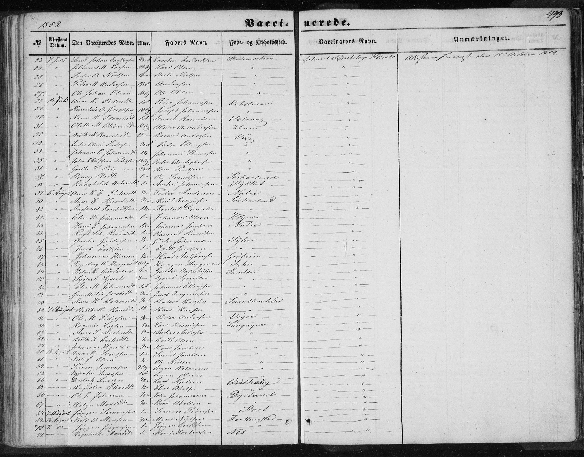 Skudenes sokneprestkontor, AV/SAST-A -101849/H/Ha/Haa/L0005: Parish register (official) no. A 3.2, 1847-1863, p. 493