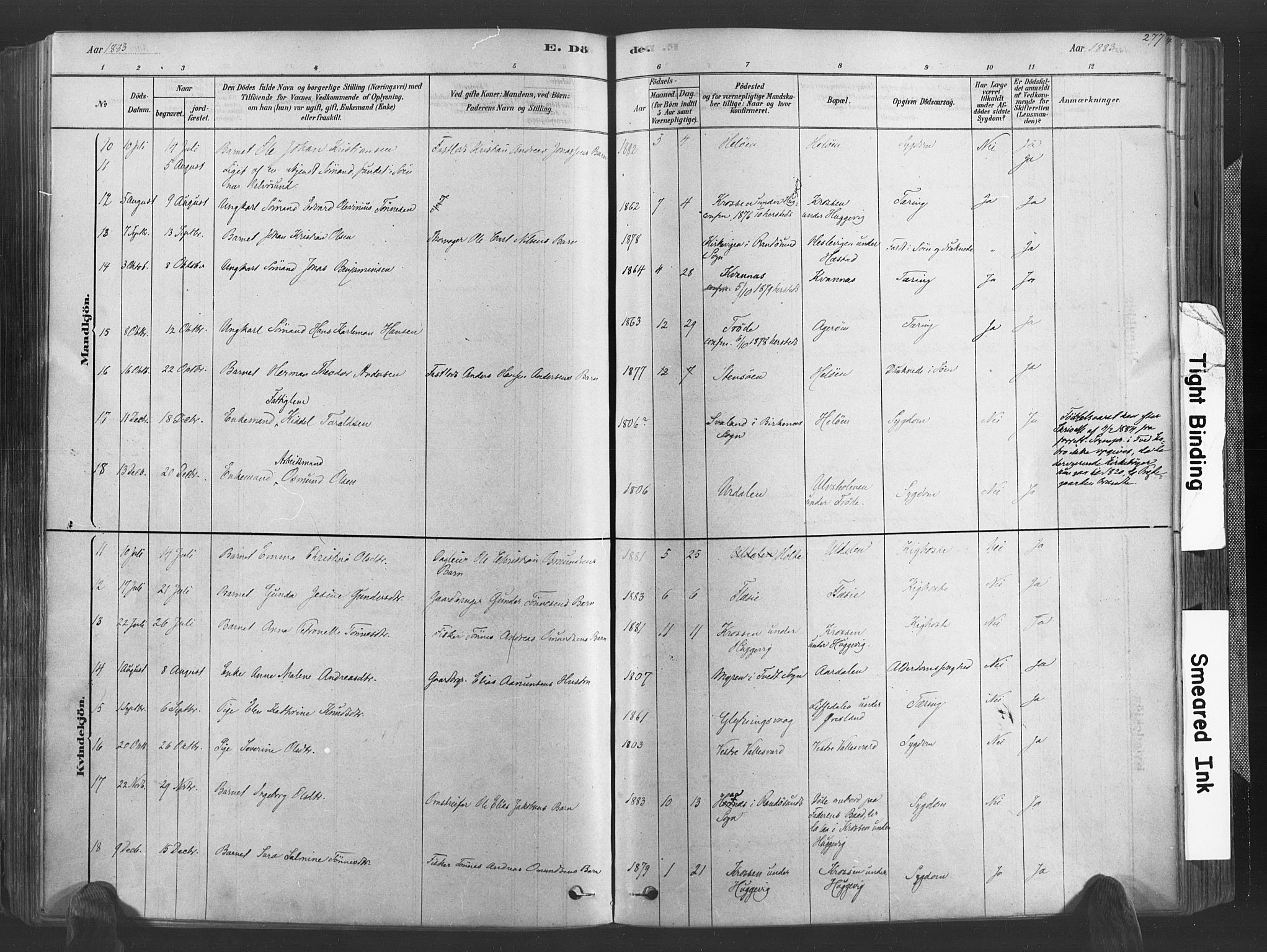 Høvåg sokneprestkontor, SAK/1111-0025/F/Fa/L0005: Parish register (official) no. A 5, 1878-1893, p. 277