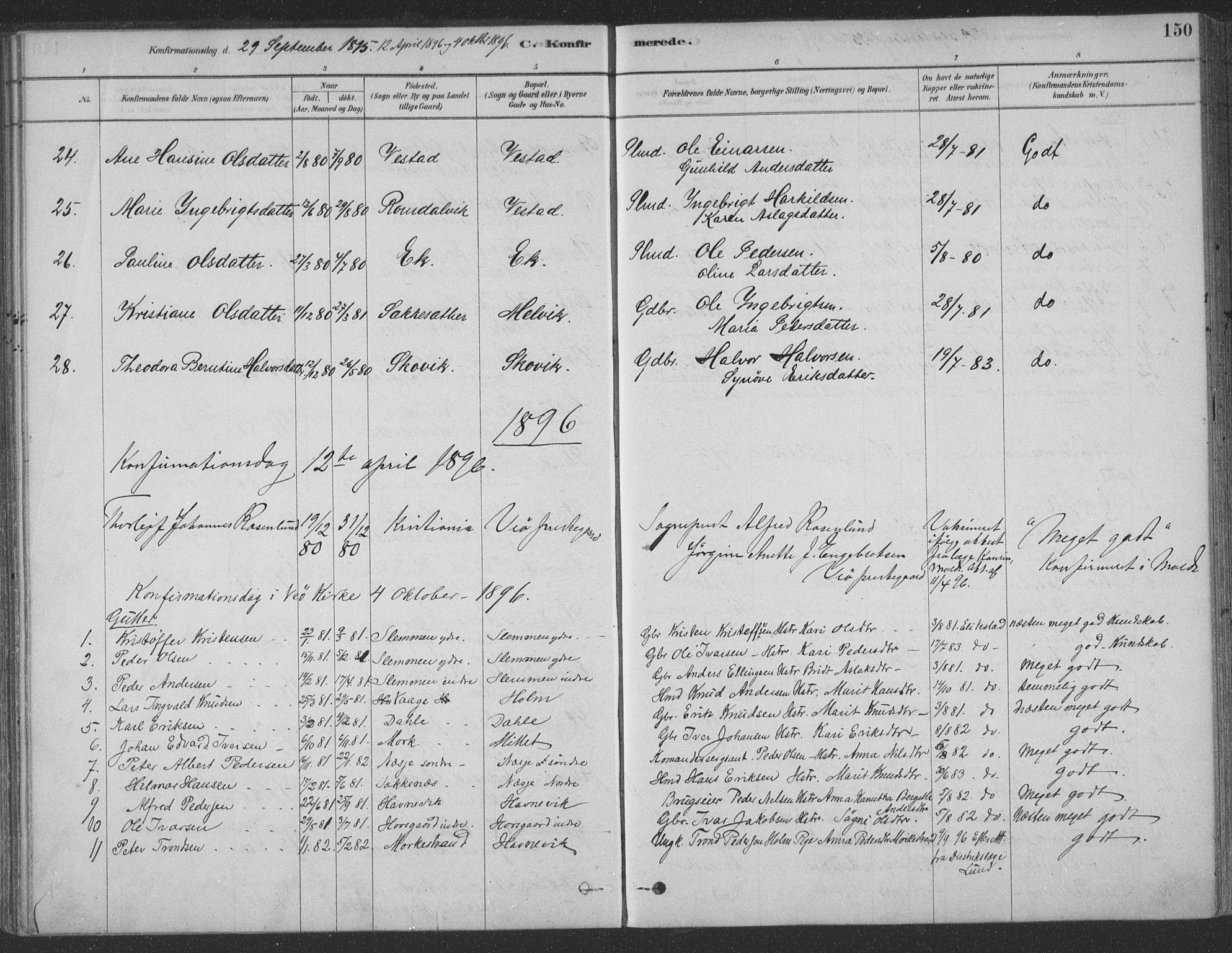 Ministerialprotokoller, klokkerbøker og fødselsregistre - Møre og Romsdal, SAT/A-1454/547/L0604: Parish register (official) no. 547A06, 1878-1906, p. 150