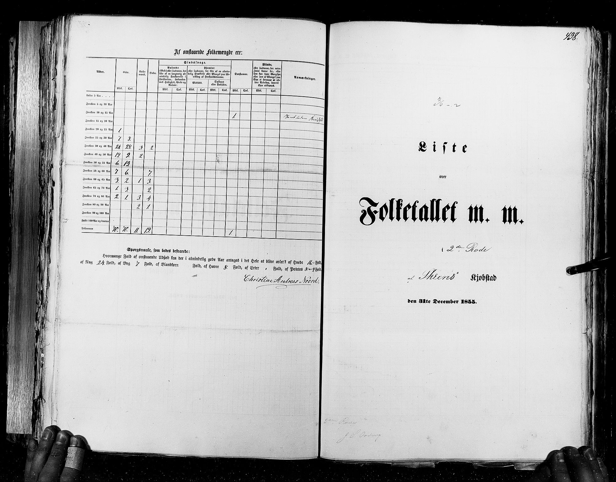 RA, Census 1855, vol. 7: Fredrikshald-Kragerø, 1855, p. 438