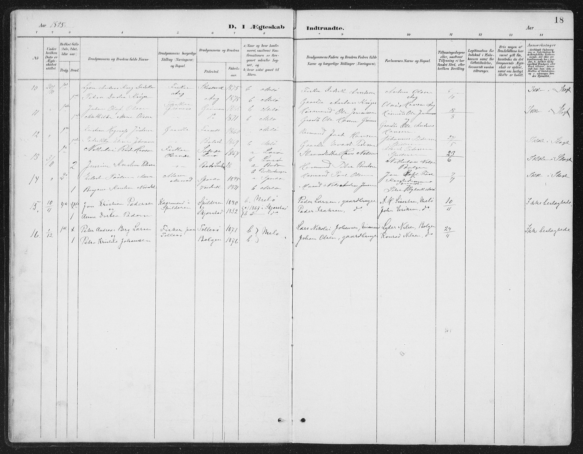 Ministerialprotokoller, klokkerbøker og fødselsregistre - Nordland, AV/SAT-A-1459/843/L0638: Parish register (copy) no. 843C07, 1888-1907, p. 18