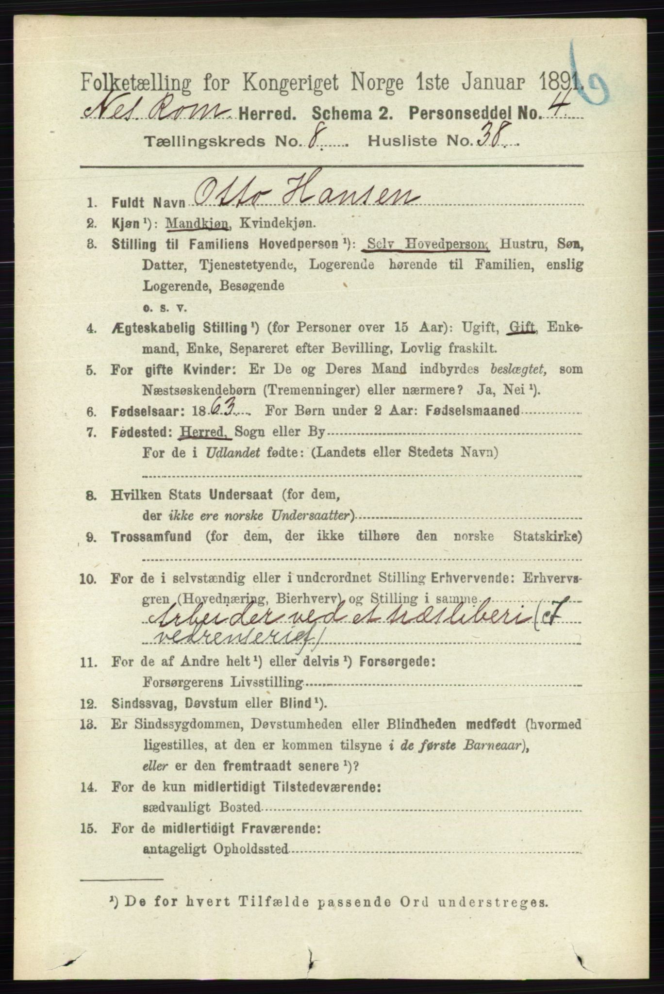 RA, 1891 census for 0236 Nes, 1891, p. 4844