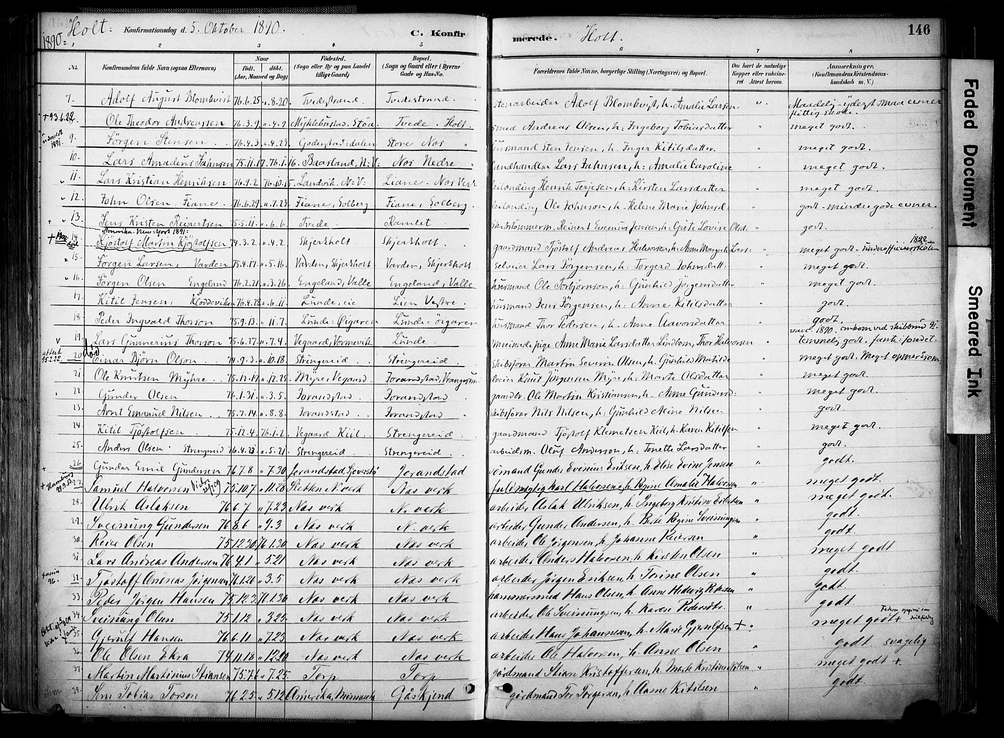 Holt sokneprestkontor, AV/SAK-1111-0021/F/Fa/L0012: Parish register (official) no. A 12, 1885-1907, p. 146