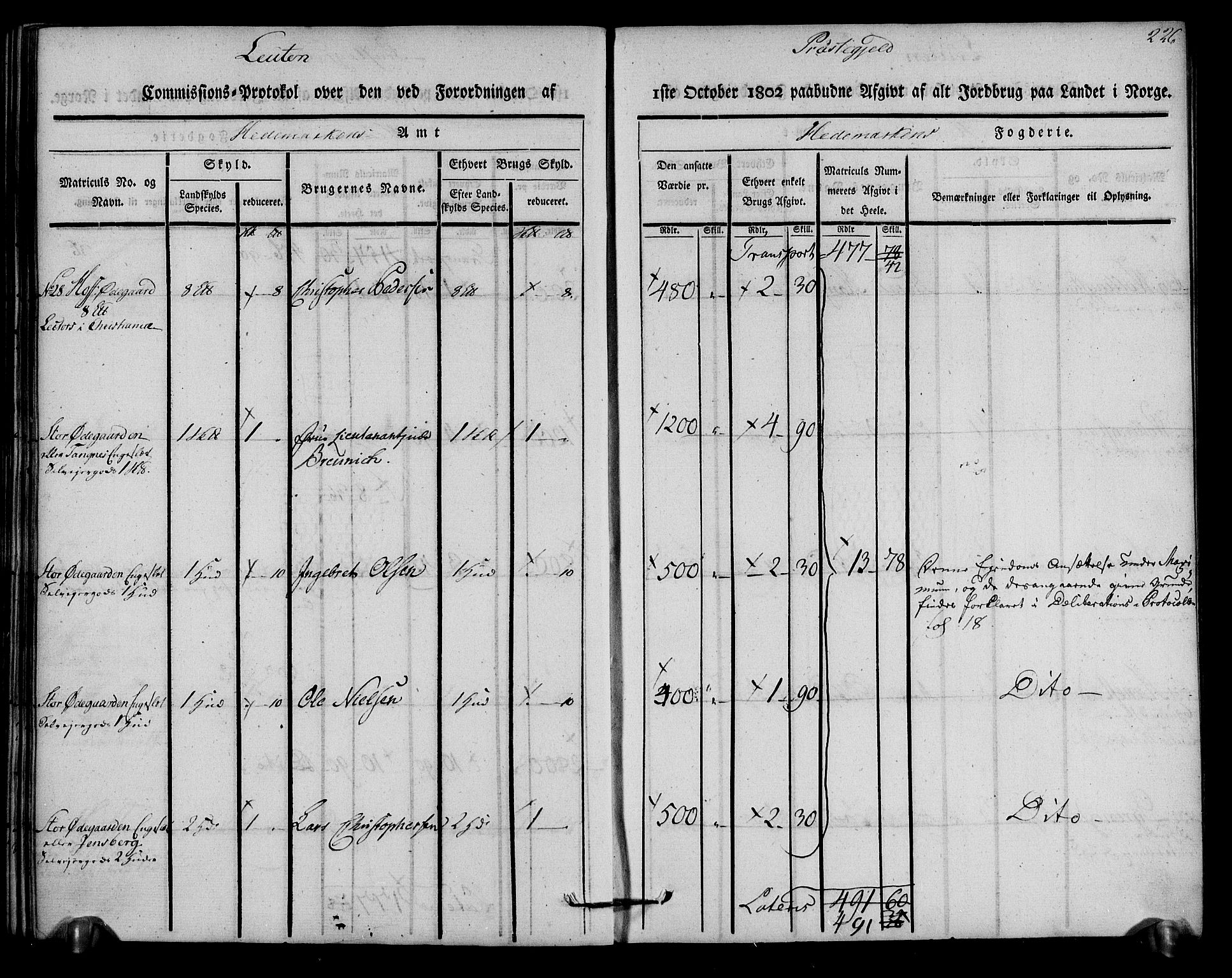 Rentekammeret inntil 1814, Realistisk ordnet avdeling, AV/RA-EA-4070/N/Ne/Nea/L0033: Hedmark fogderi. Kommisjonsprotokoll, 1803, p. 228