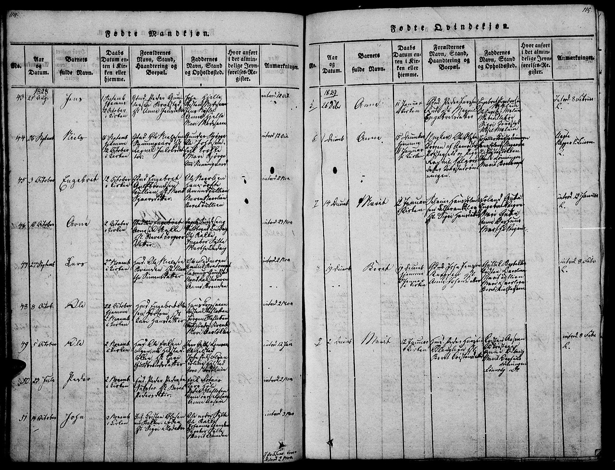 Ringebu prestekontor, SAH/PREST-082/H/Ha/Haa/L0004: Parish register (official) no. 4, 1821-1839, p. 114-115