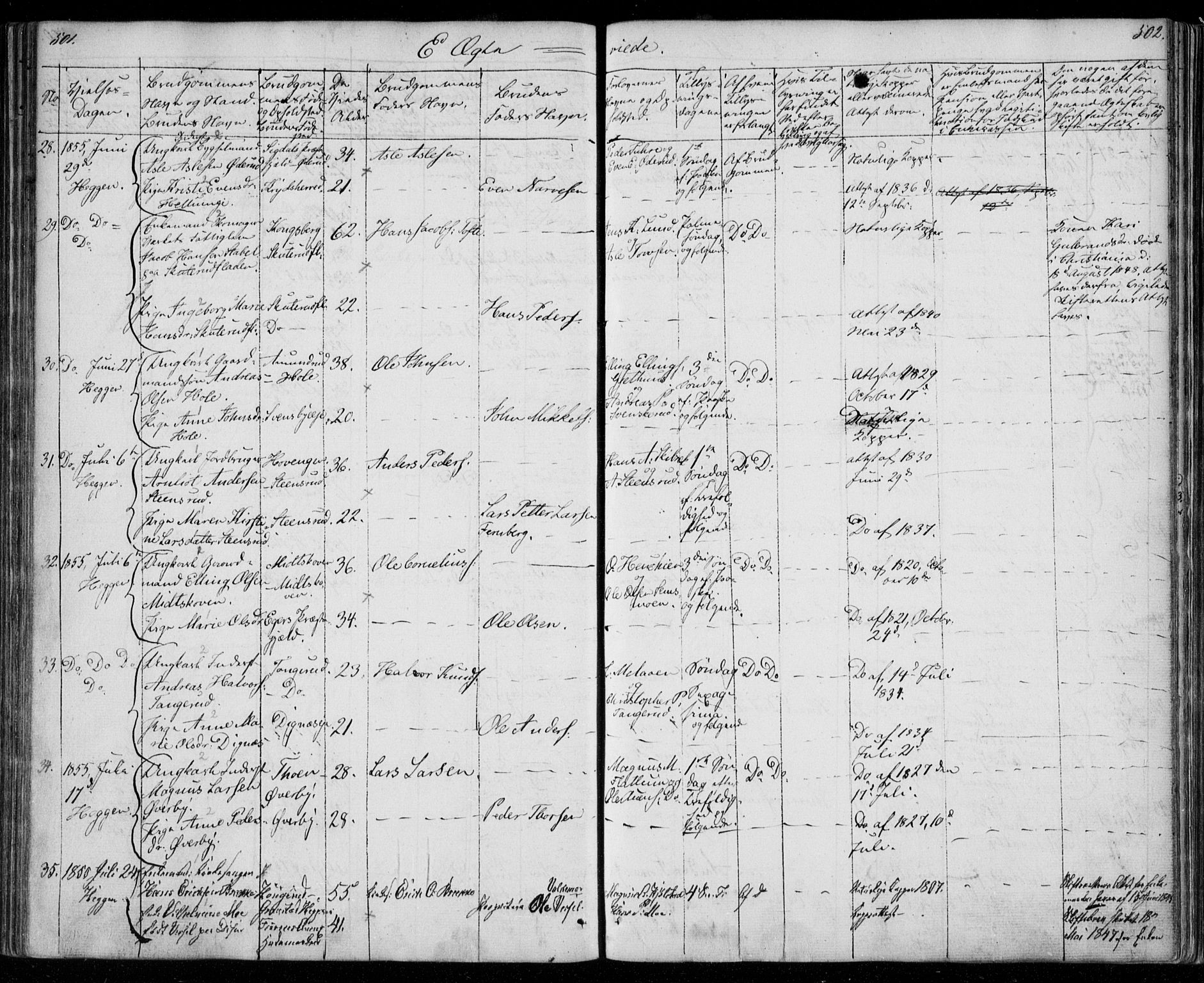 Modum kirkebøker, AV/SAKO-A-234/F/Fa/L0008: Parish register (official) no. 8, 1851-1859, p. 501-502