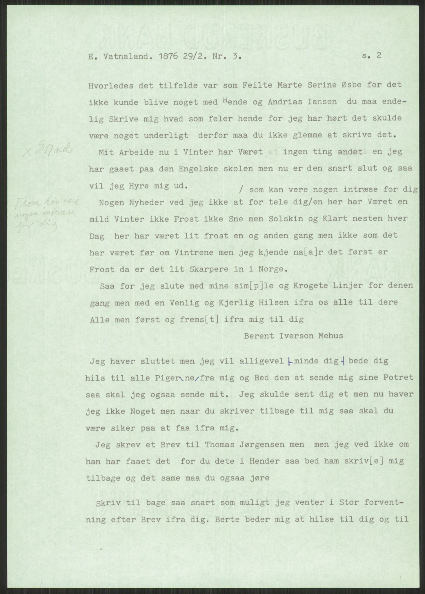 Samlinger til kildeutgivelse, Amerikabrevene, AV/RA-EA-4057/F/L0030: Innlån fra Rogaland: Vatnaland - Øverland, 1838-1914, p. 21