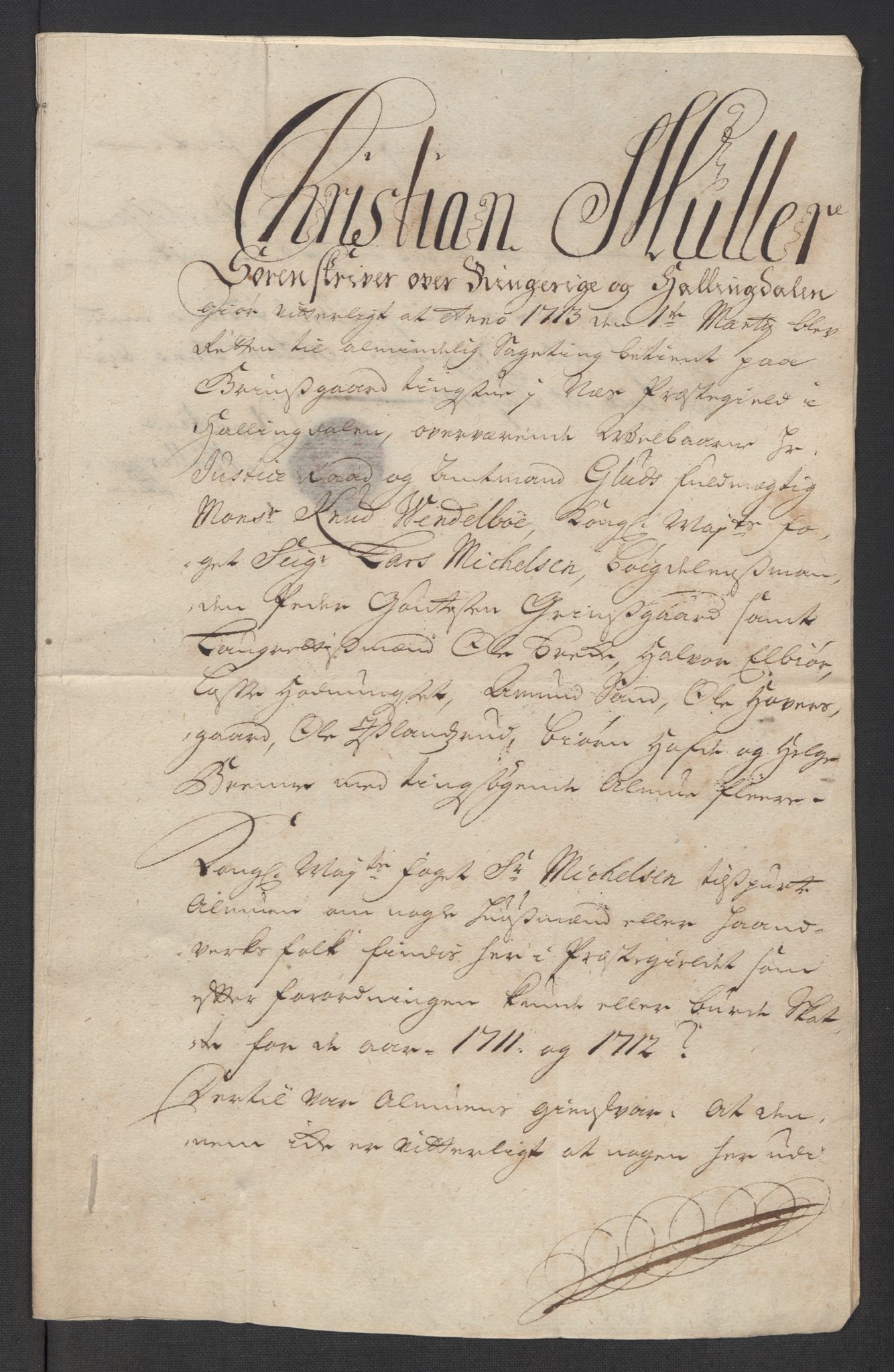 Rentekammeret inntil 1814, Reviderte regnskaper, Fogderegnskap, RA/EA-4092/R23/L1470: Fogderegnskap Ringerike og Hallingdal, 1712, p. 46