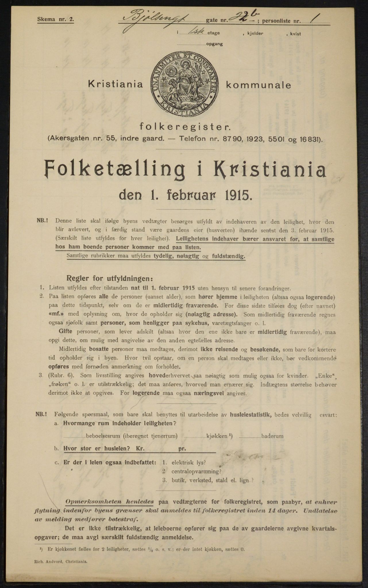 OBA, Municipal Census 1915 for Kristiania, 1915, p. 6601