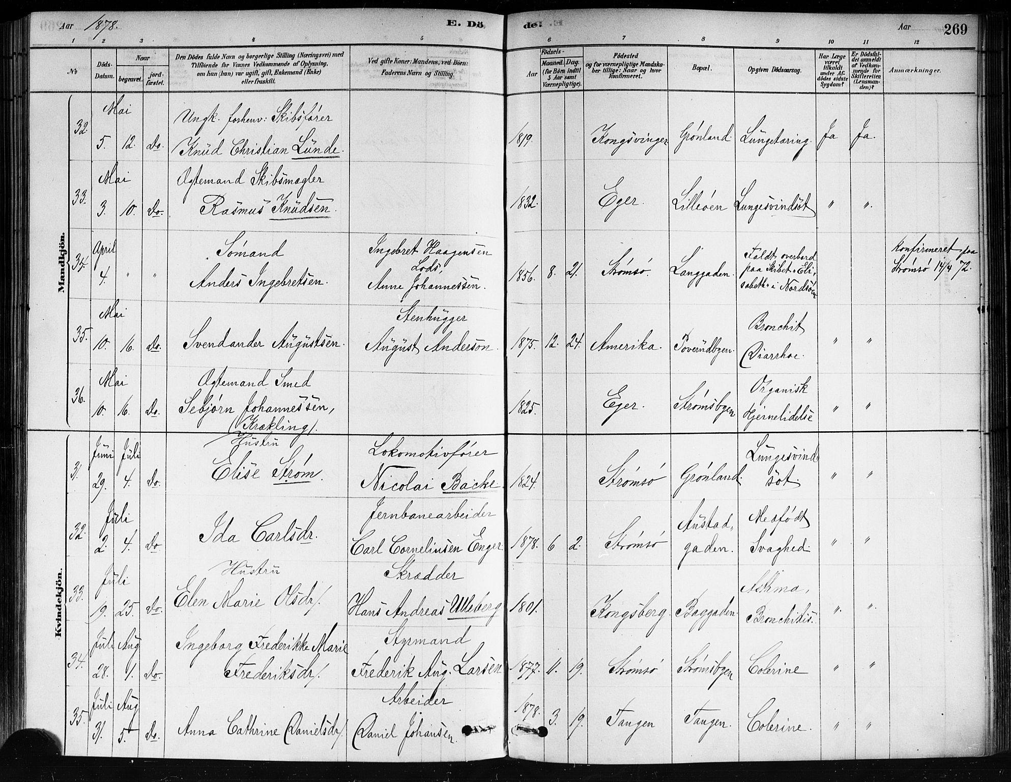 Strømsø kirkebøker, AV/SAKO-A-246/F/Fa/L0021: Parish register (official) no. I 21, 1878-1885, p. 269